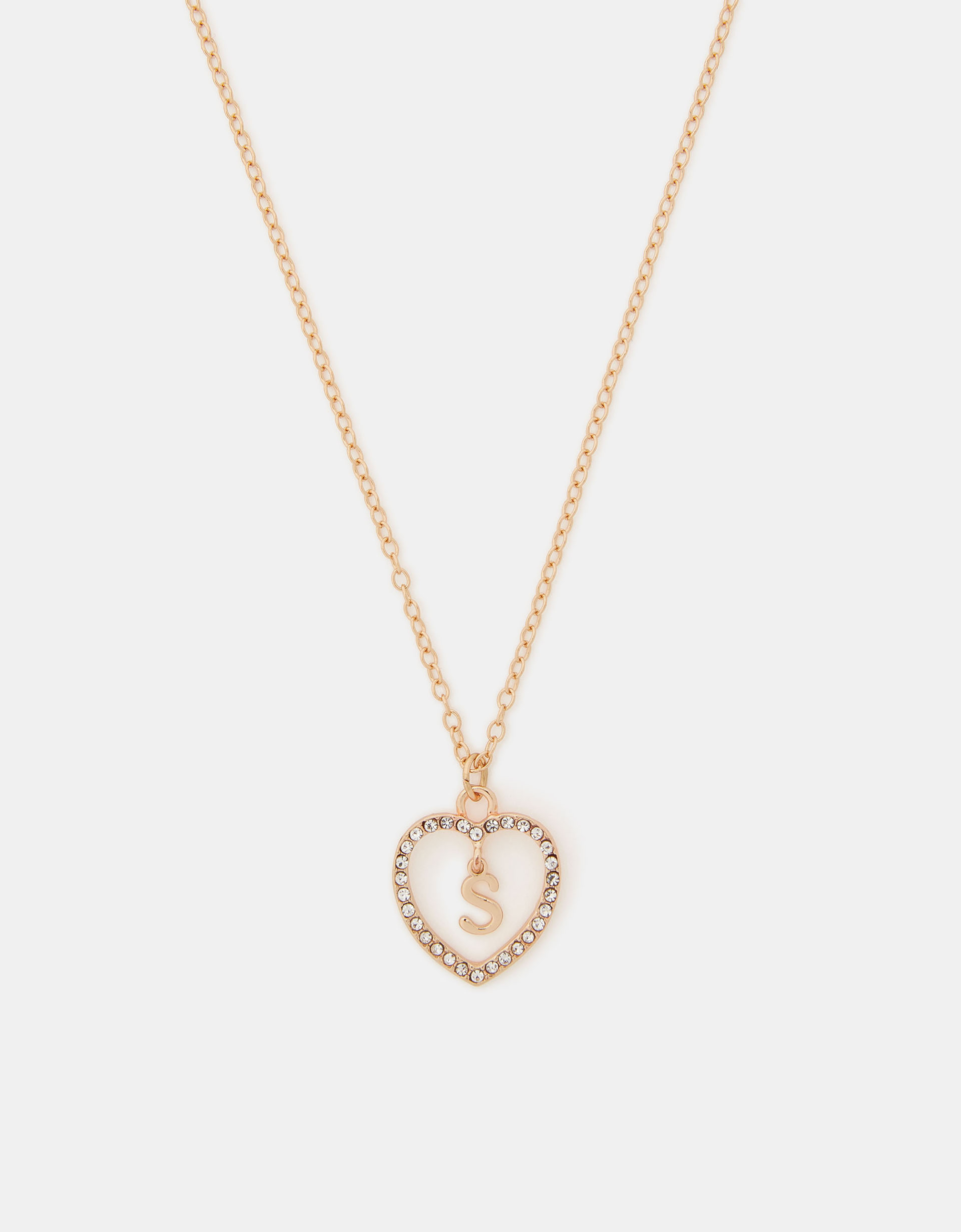 Initial Charm Heart Pendant Necklace Gold, Size: C - Accessorize