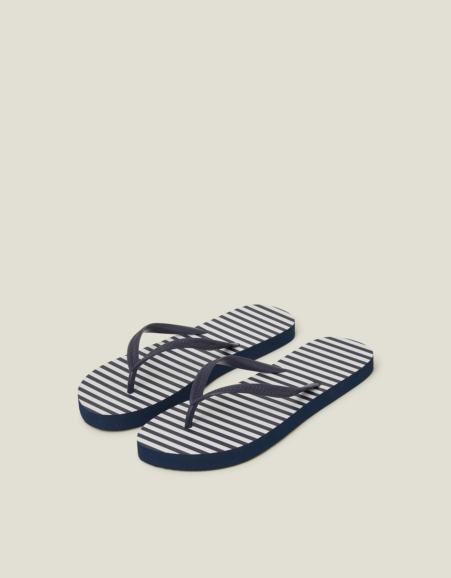 Navy Stripe Flip Flops Blue, Size: M, Women's - Accessorize