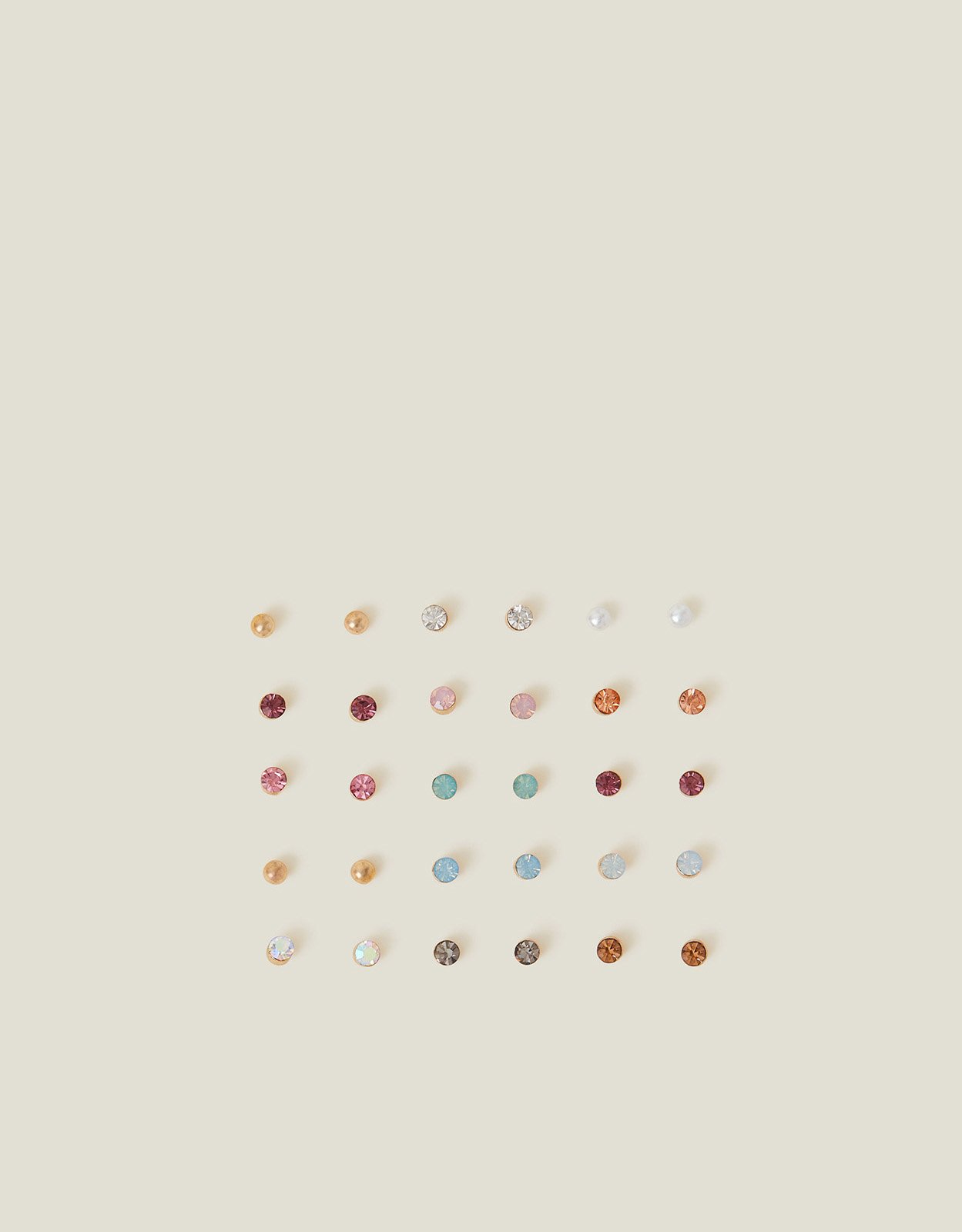 Multi Gold 15 Pack of Stone Stud Earrings, Size: 0.5cm, Women's - Accessorize