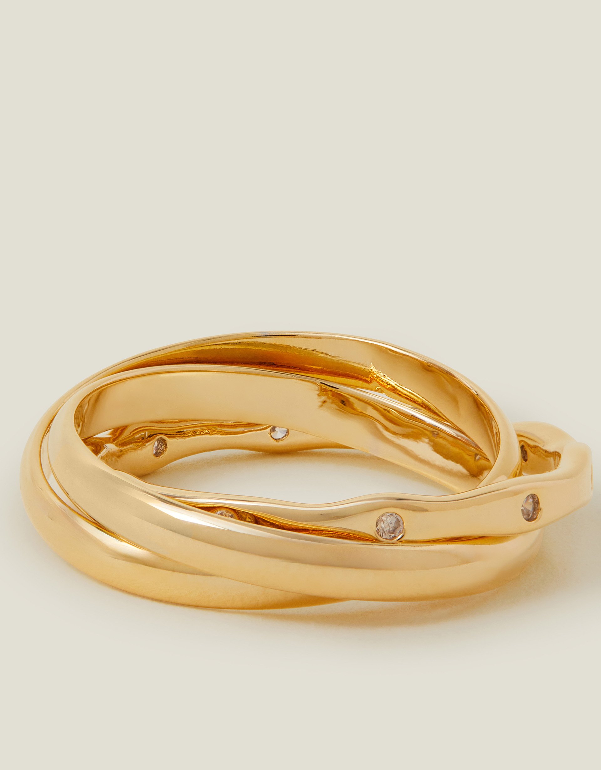 14ct Gold-plated Russian Band Ring Gold, Size: xs - Accessorize