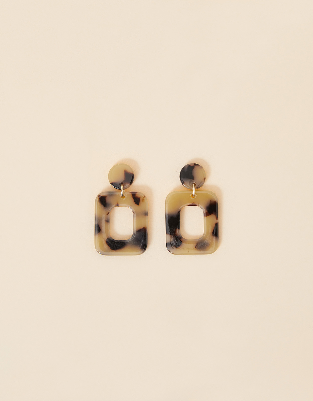 Accessorize Women's Black and Yellow Square Tortoiseshell Resin Earrings, Size: One Size