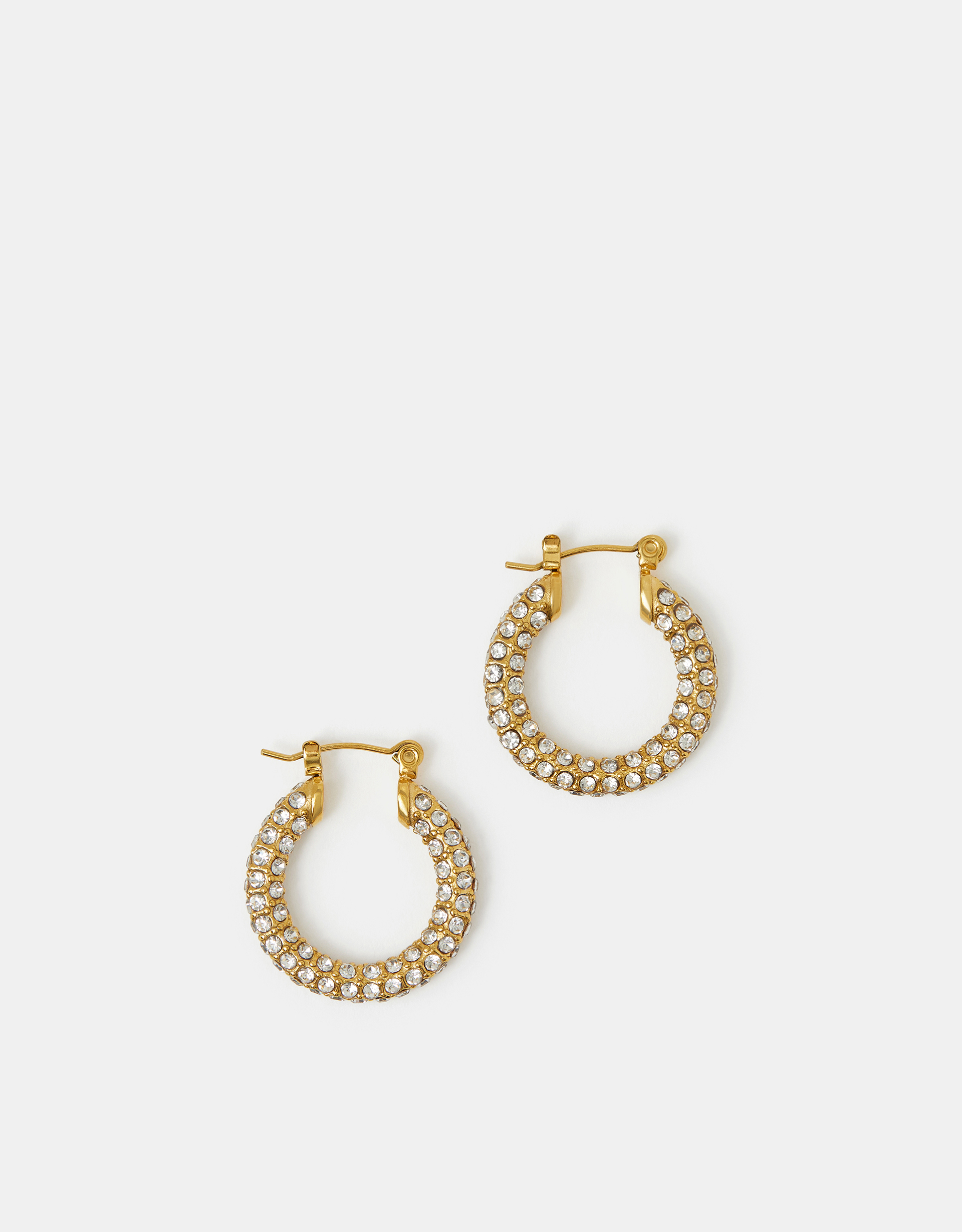Stainless Steel Pavé Hoop Earrings - Accessorize