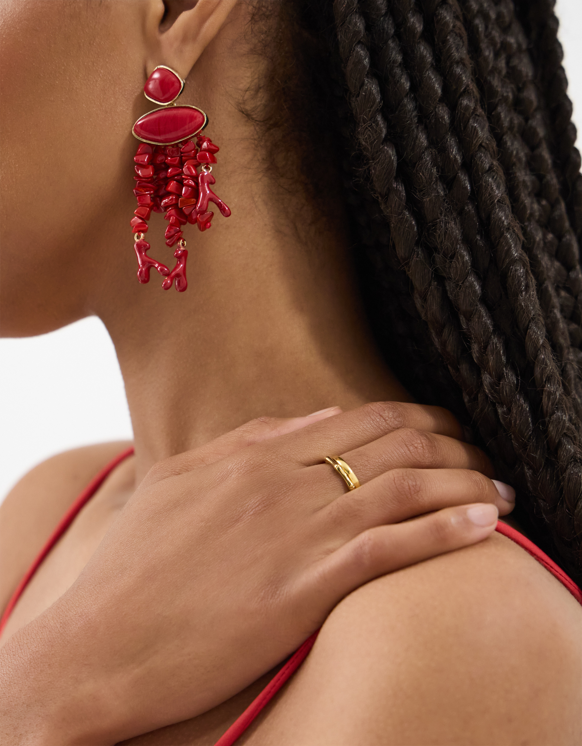 Accessorize Stone Drop Earrings, Coral