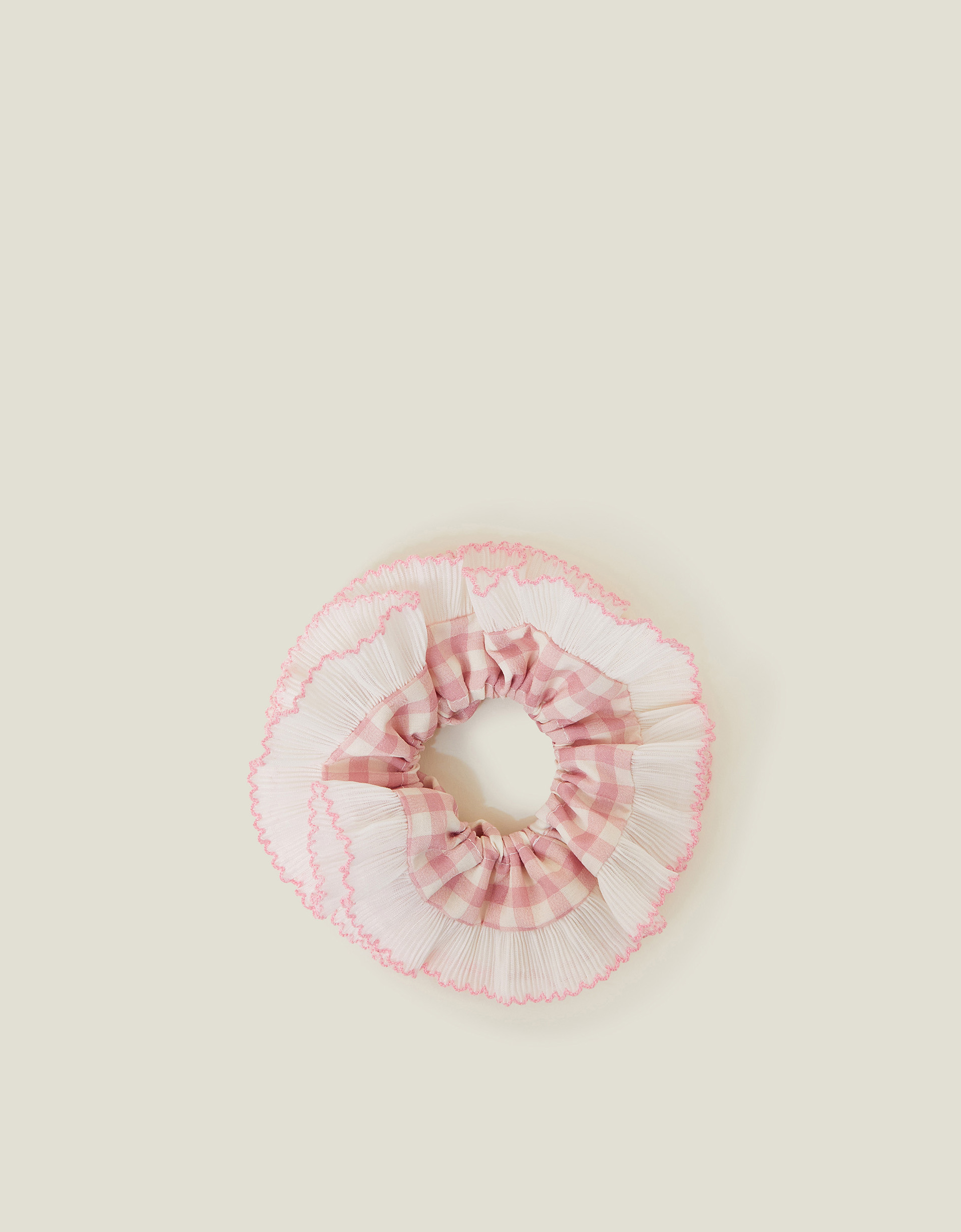 Oversized Gingham Frill Hair Scrunchie Pink - Accessorize