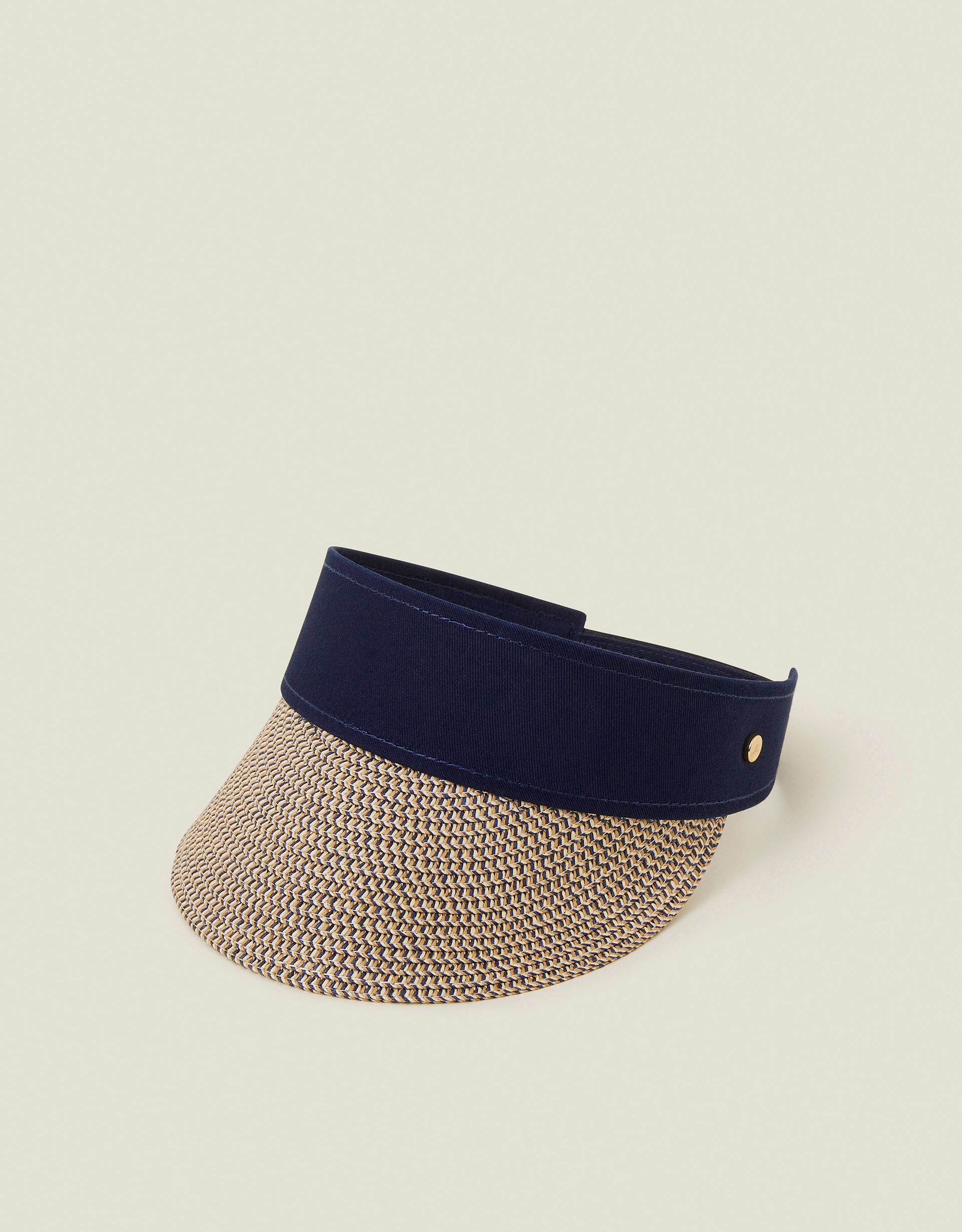 Navy Blue Straw Sun Visor - Accessorize