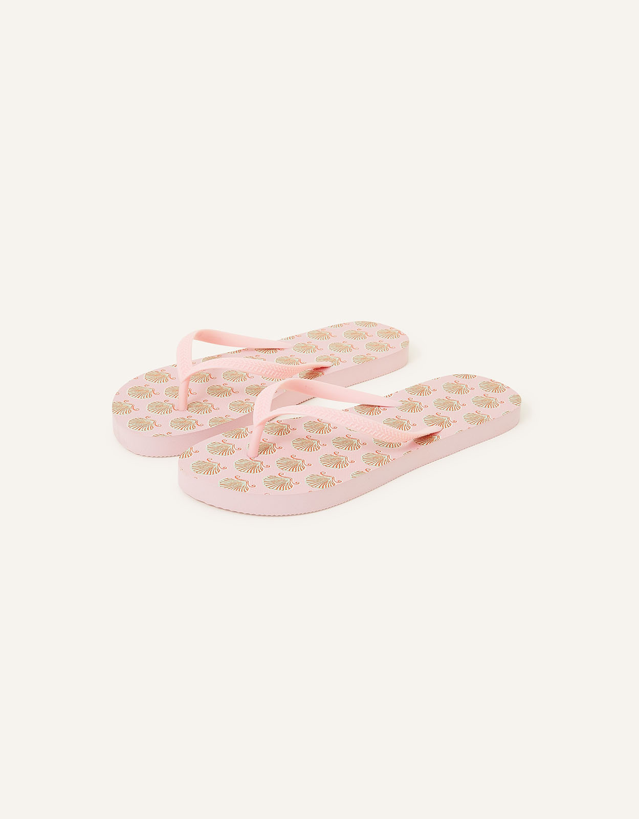 Accessorize Women's Shell Print Flip Flops Pink, Size: L