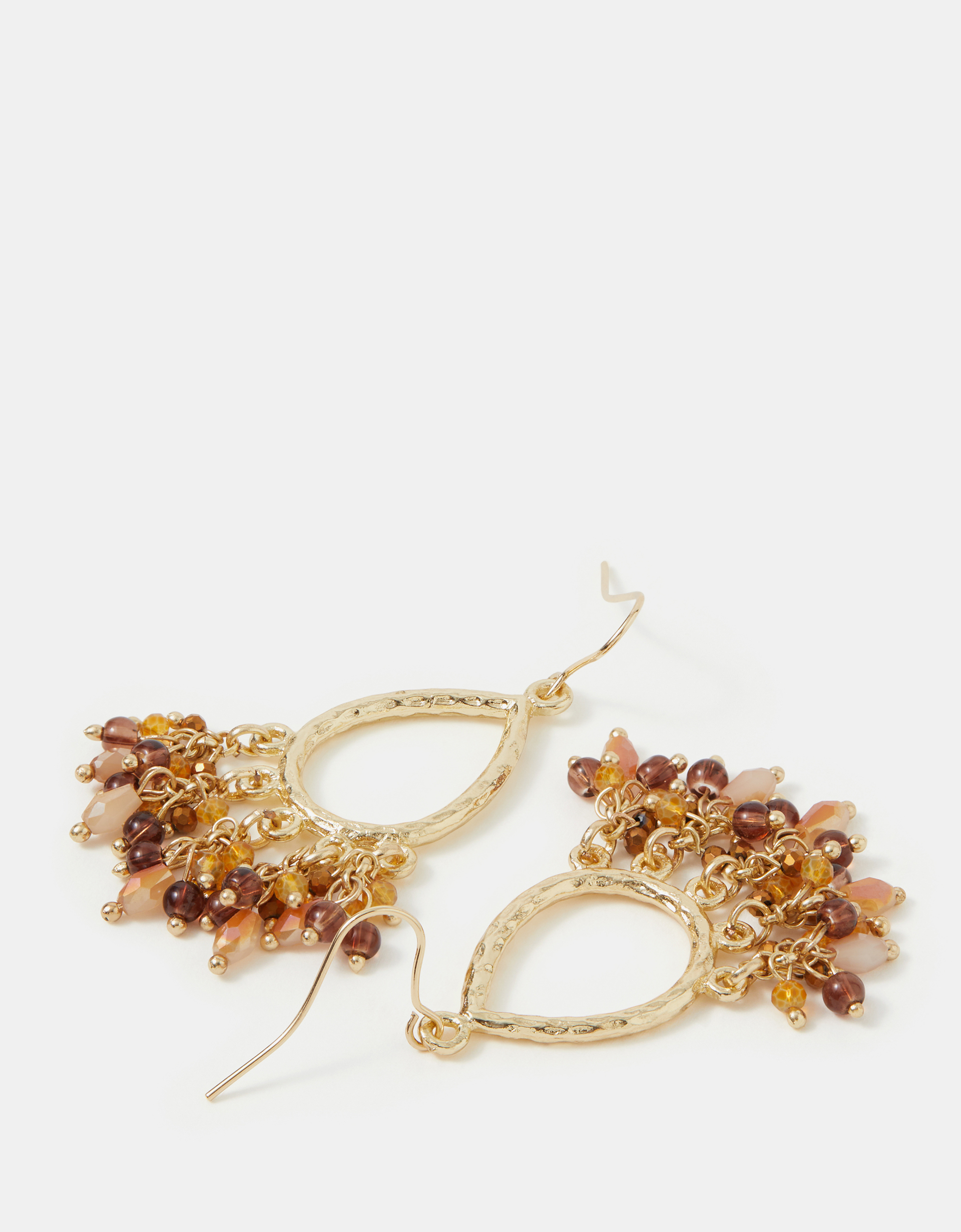 Accessorize Bead Cluster Teardrop Earrings, Gold