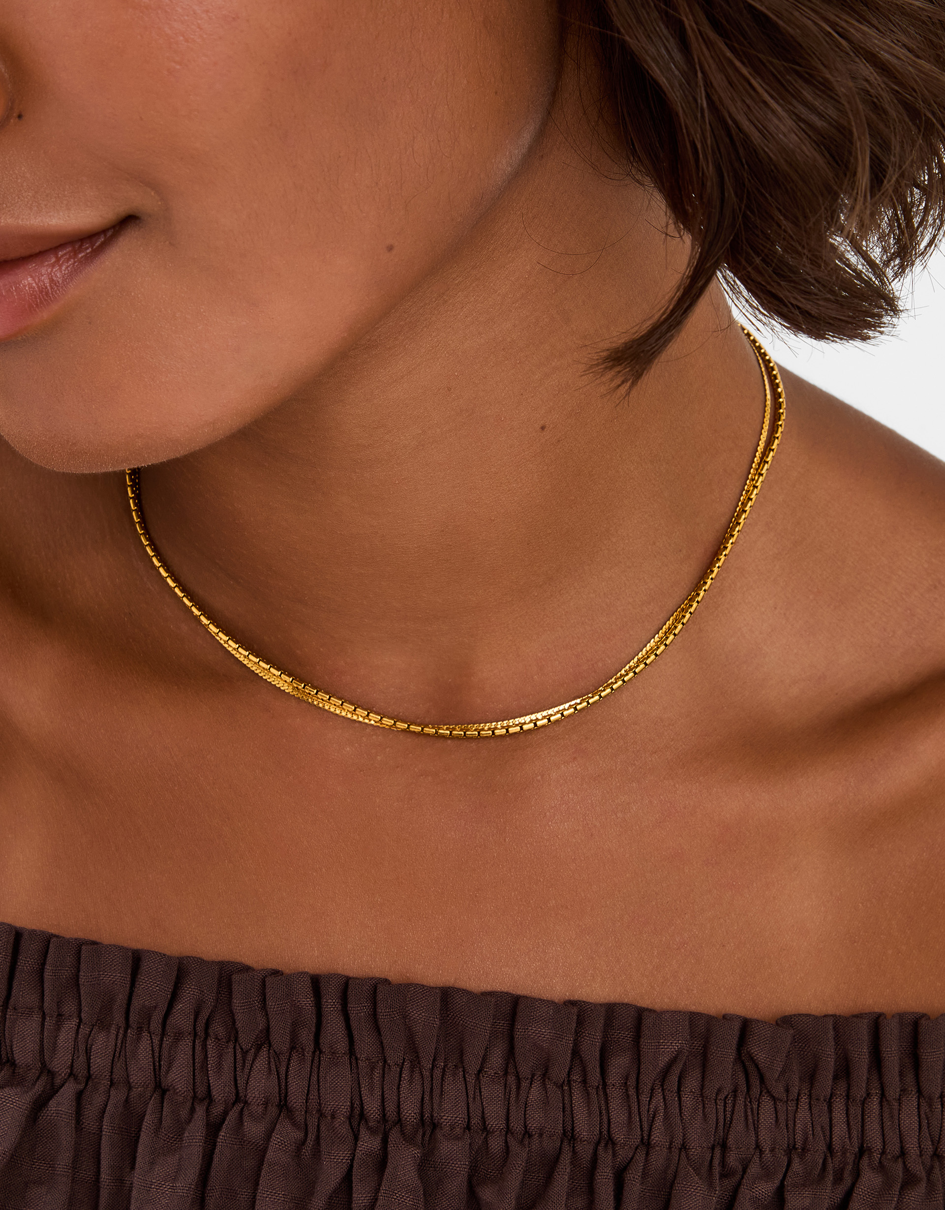 Accessorize Stainless Steel Layered Chain Necklace, Red