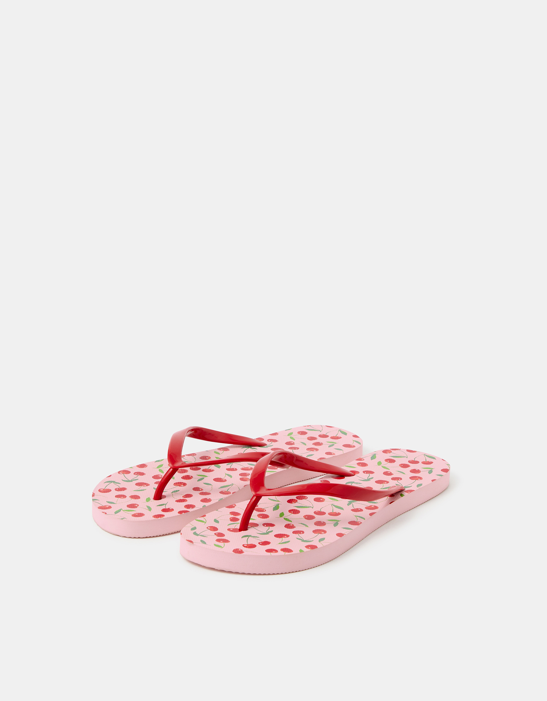 Cherry Print Flip Flops Pink, Size: L - Accessorize