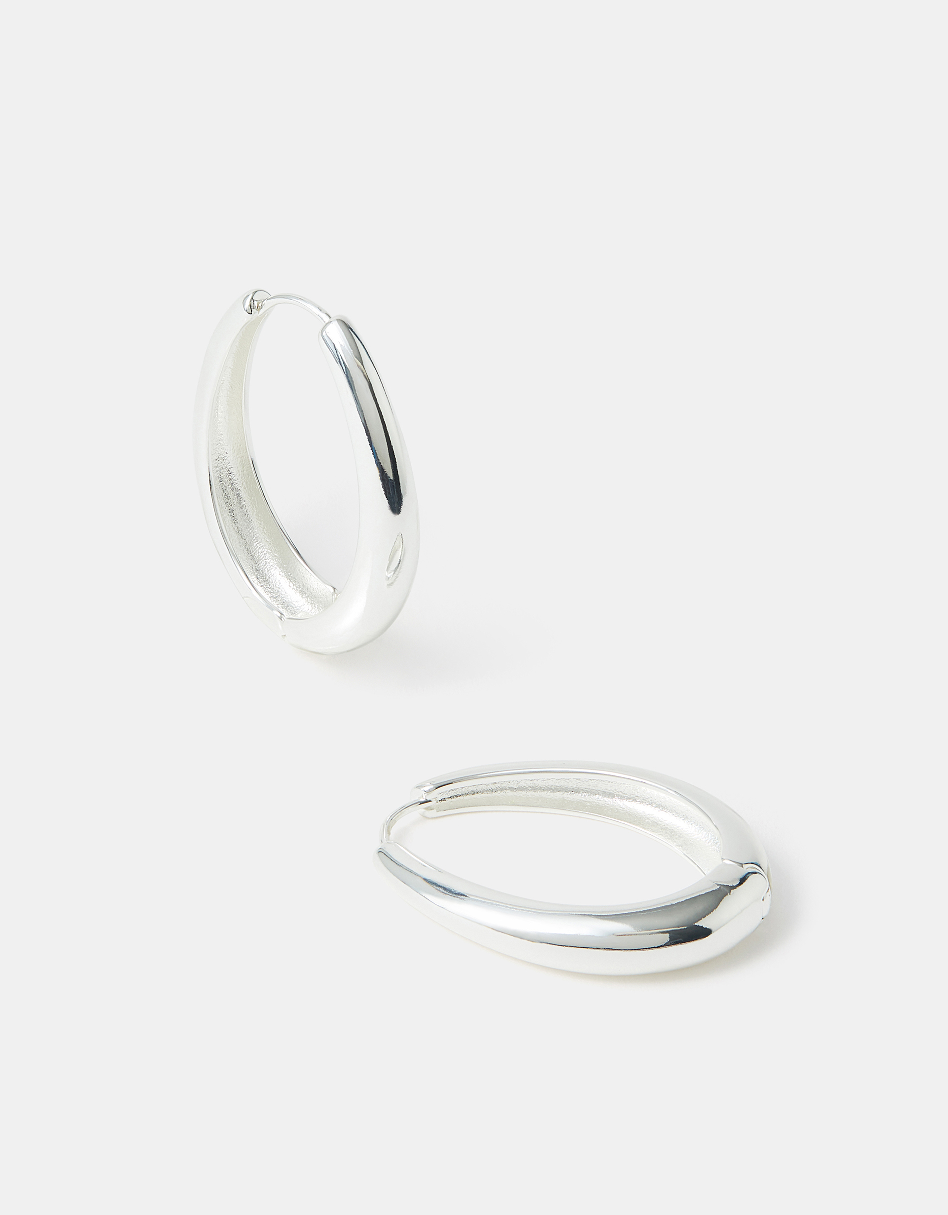 Sterling Silver-plated Clasp Hoop Earrings - Accessorize