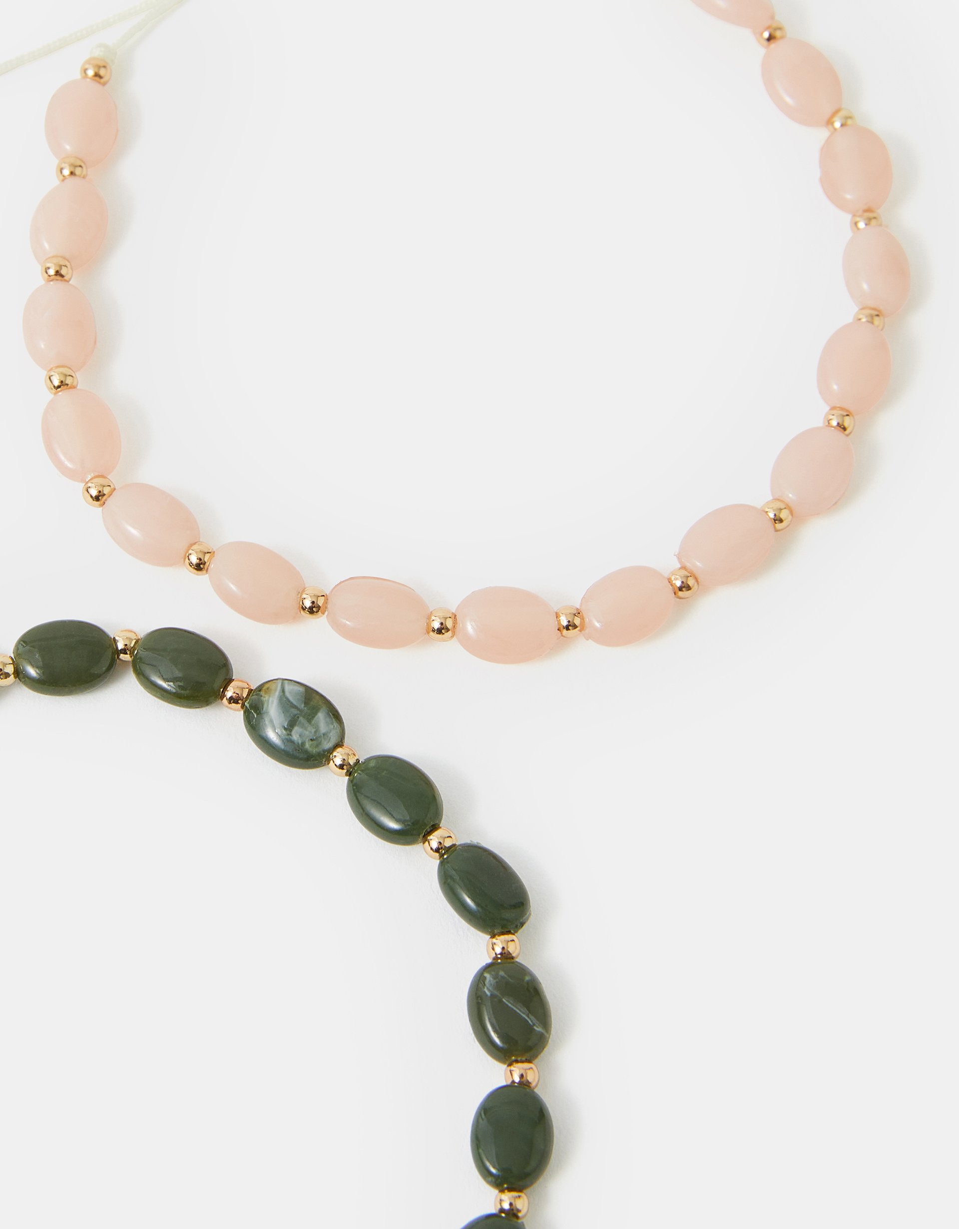 Dark Green 2-Pack Beaded Cord Anklets - Accessorize