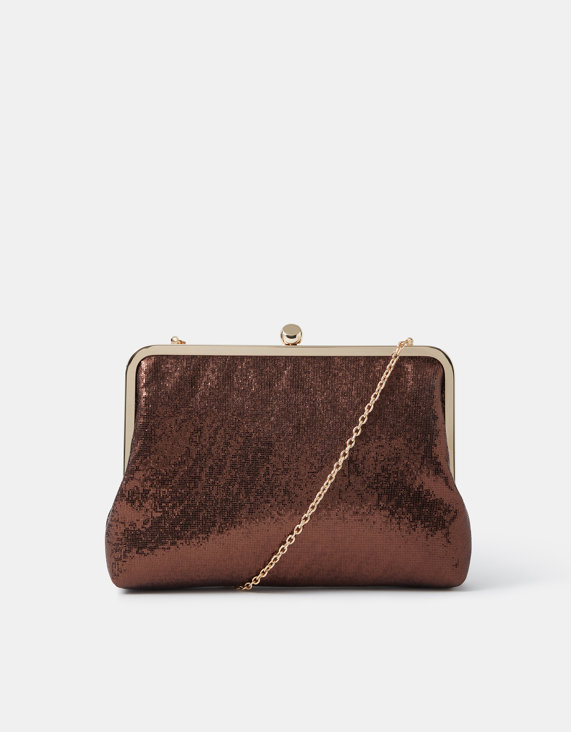 Large Metallic Clip Frame Clutch Bag - Accessorize