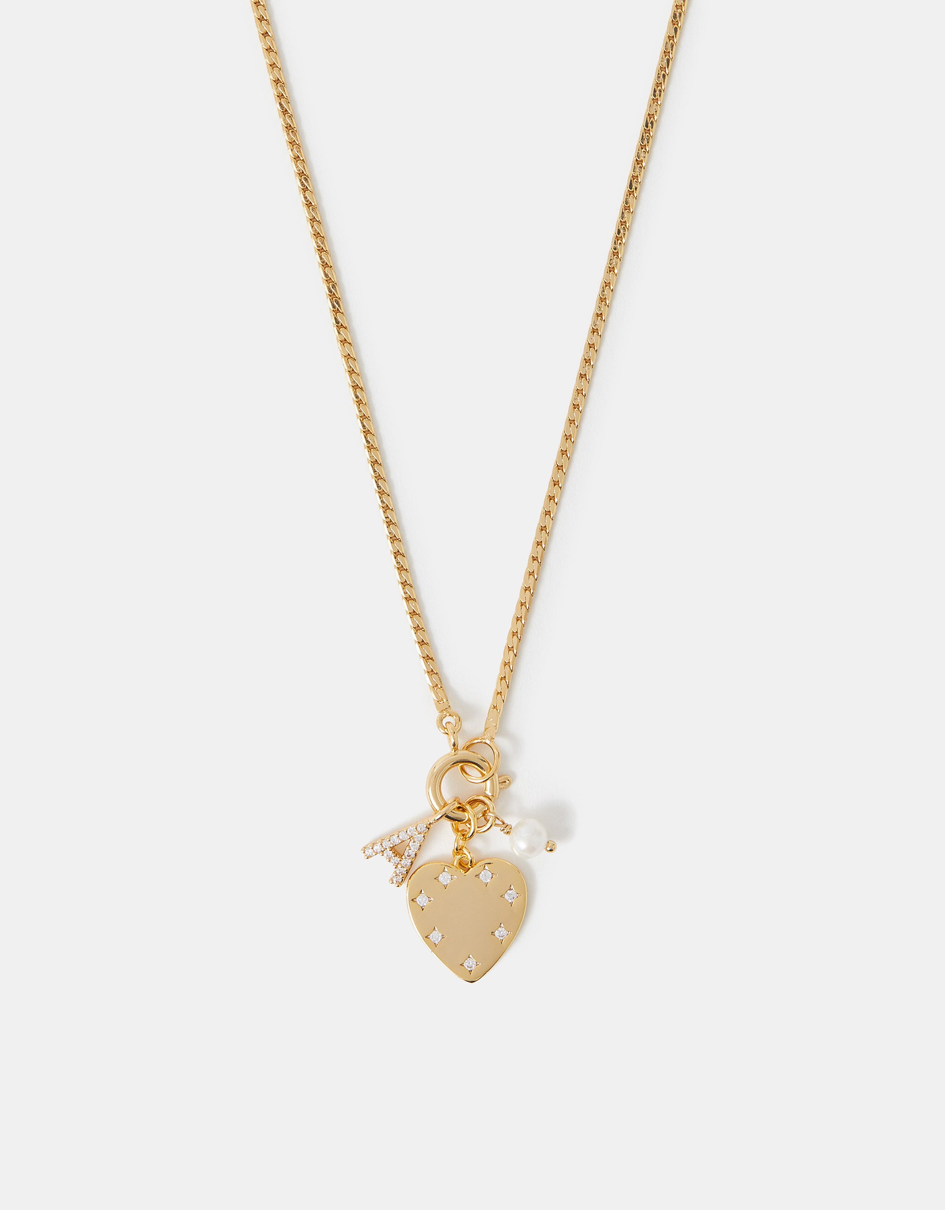 14ct Gold-plated Omega Initial Charm Necklace Gold, Size: J - Accessorize