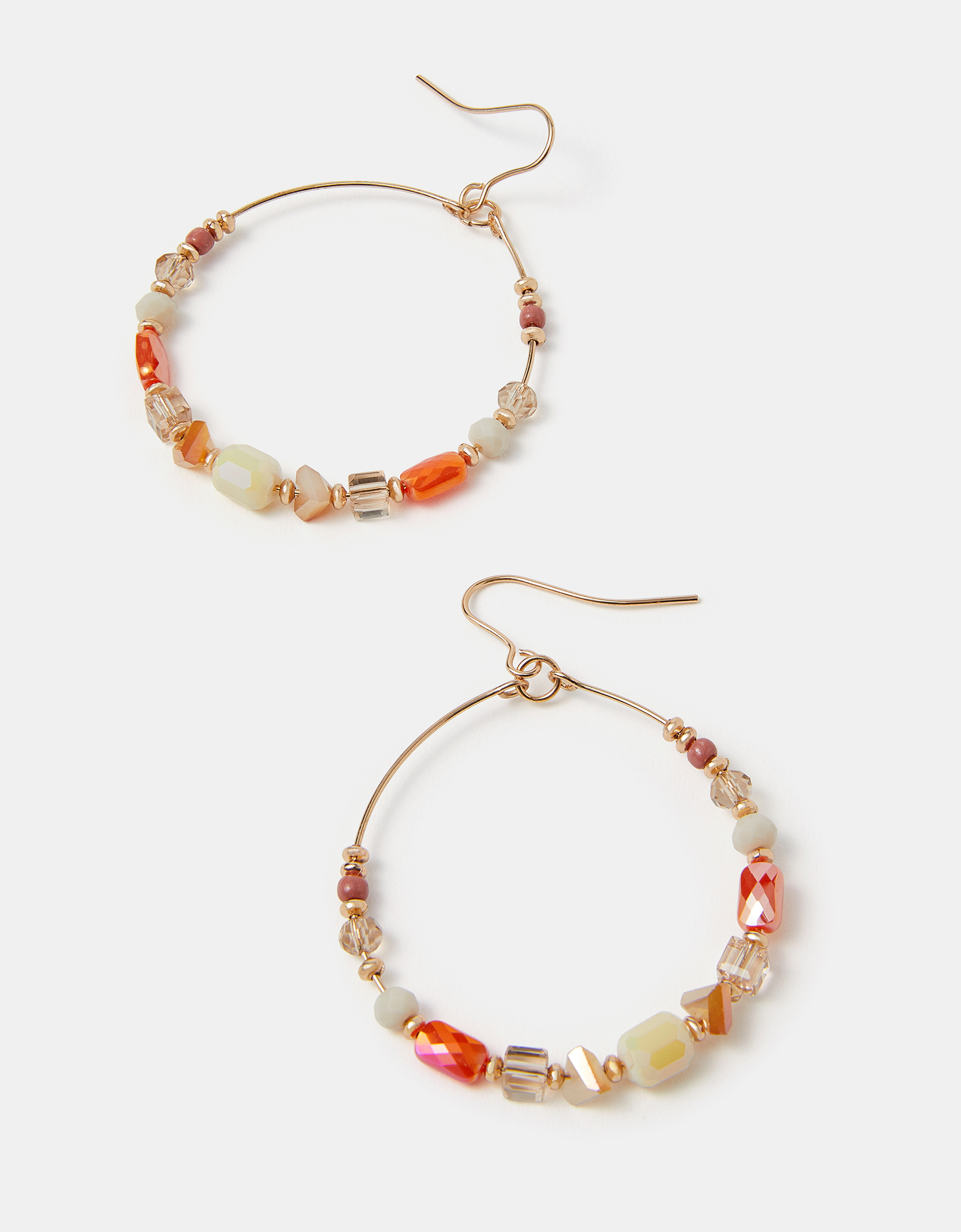 Gold Beaded Hoop Mid Drop Earrings - Accessorize