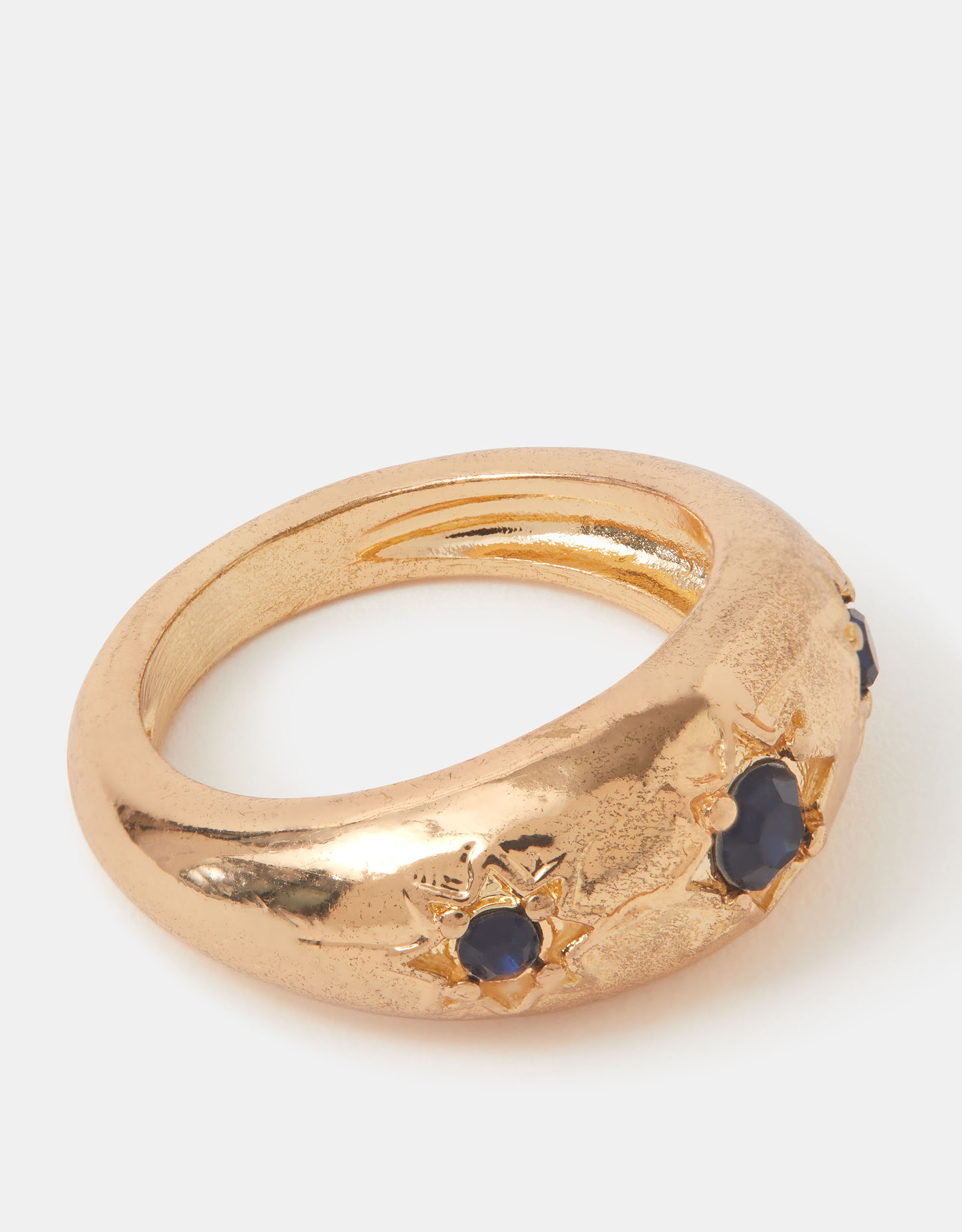 Accessorize - Chunky Star Stone Ring, Gold, Size: L