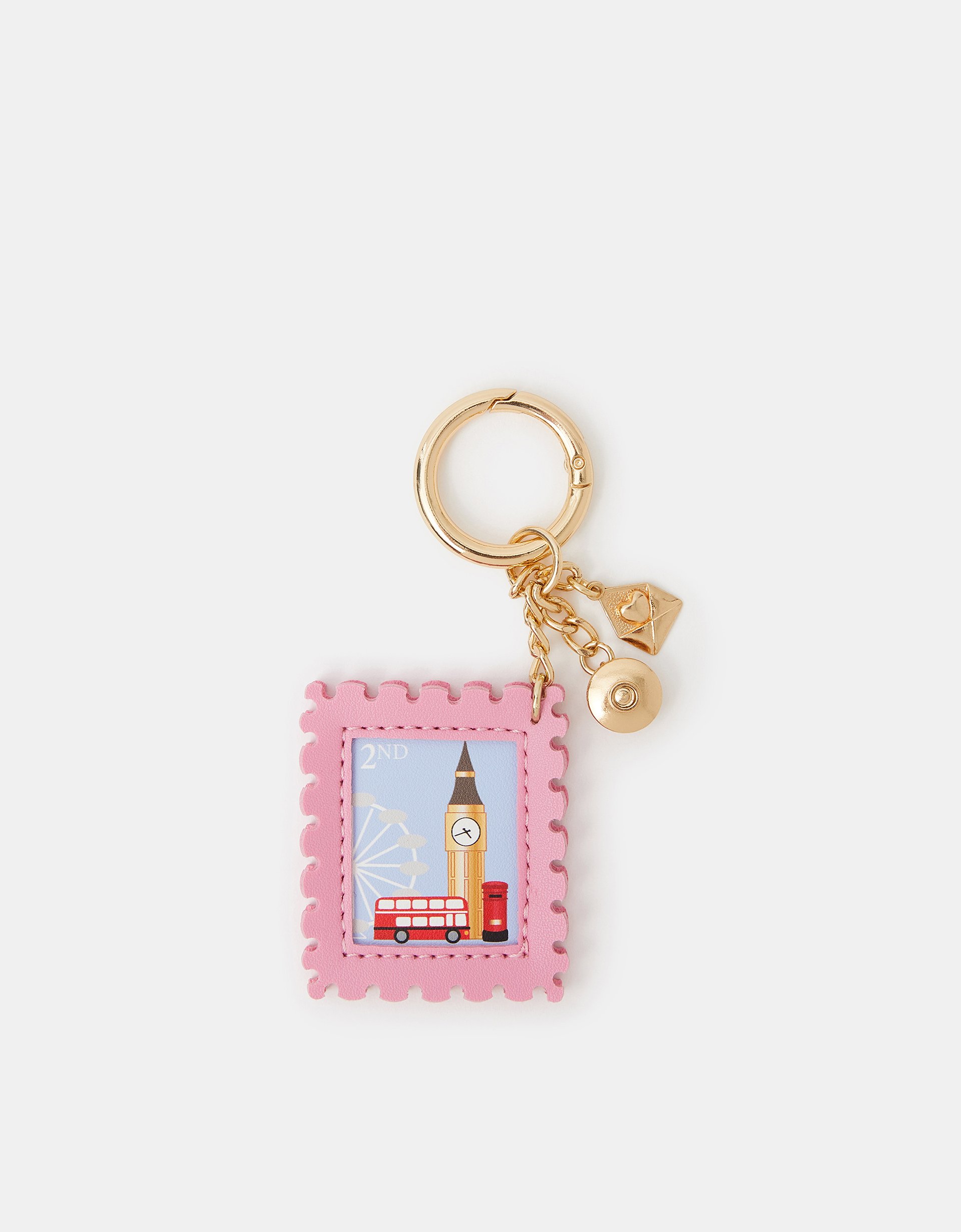 Red London Postage Stamp Bag Charm - Accessorize