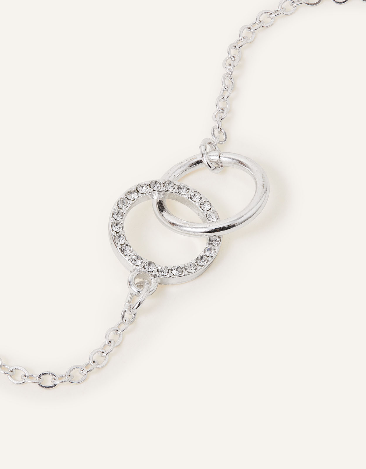 Accessorize Women's Silver Pave Linked Circle Bracelet, Size: One Size
