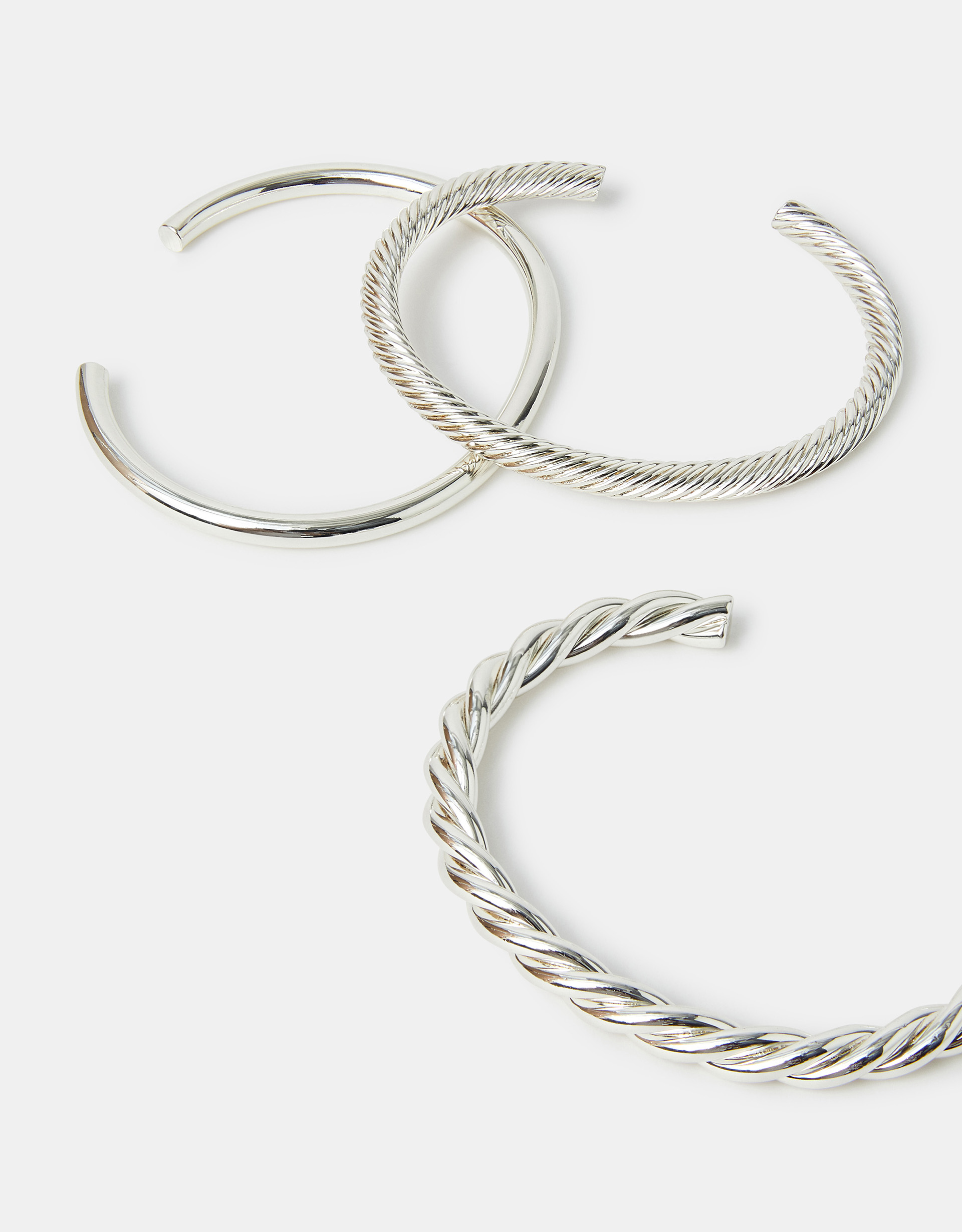 3-Pack Twisted Bangles Silver - Accessorize
