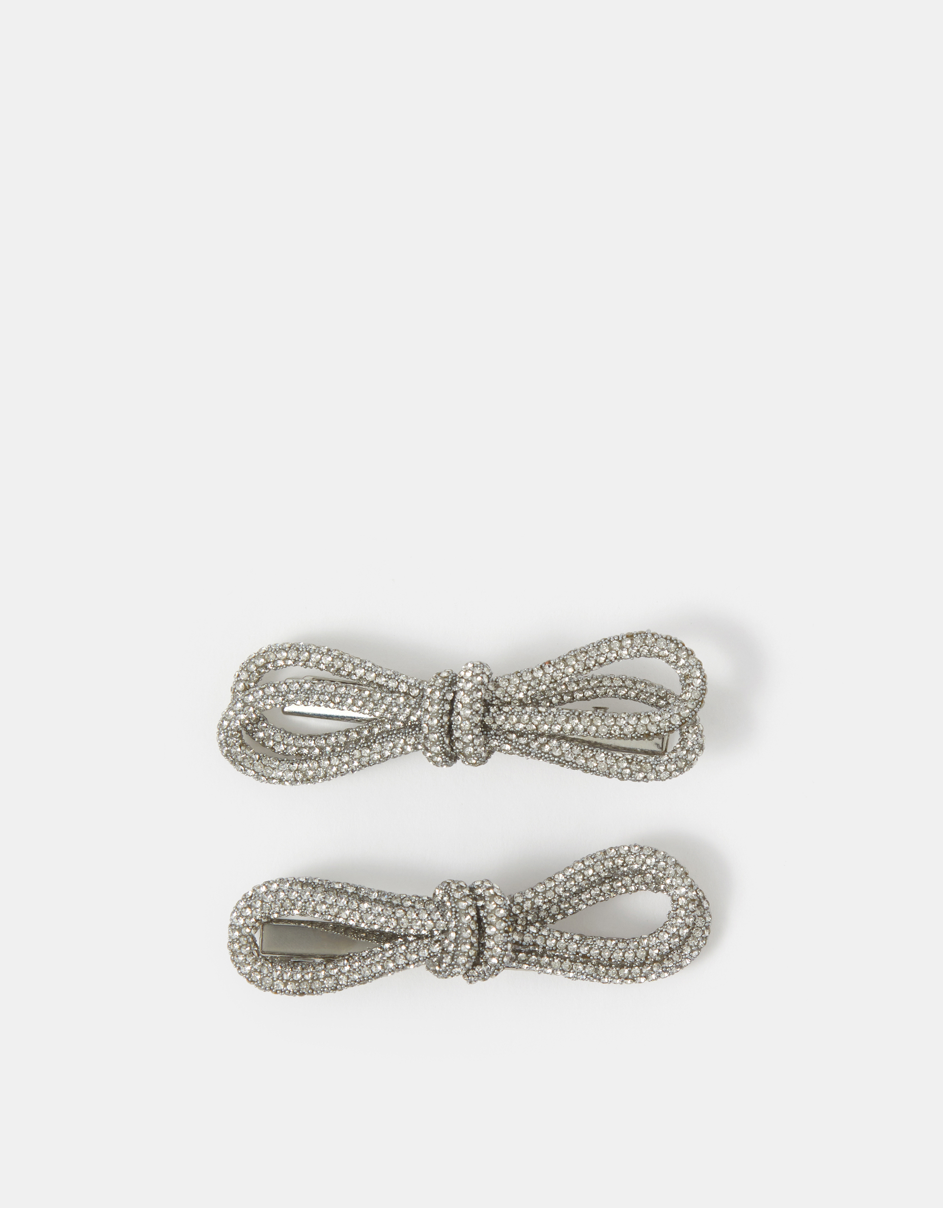 2-Pack Diamanté Bow Hair Clips