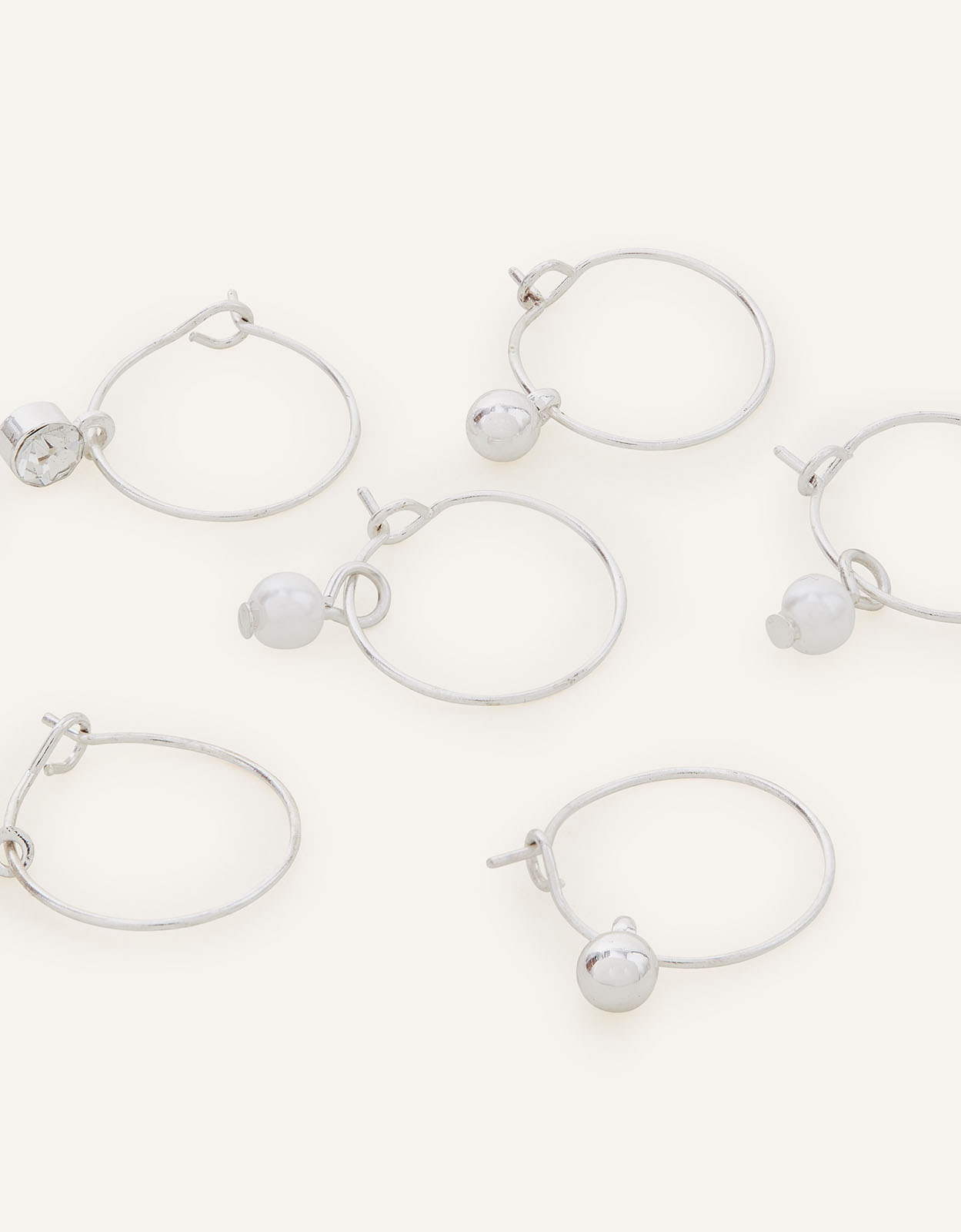 Accessorize Women's Silver Simple Charm Hoops Set of Three, Size: One Size