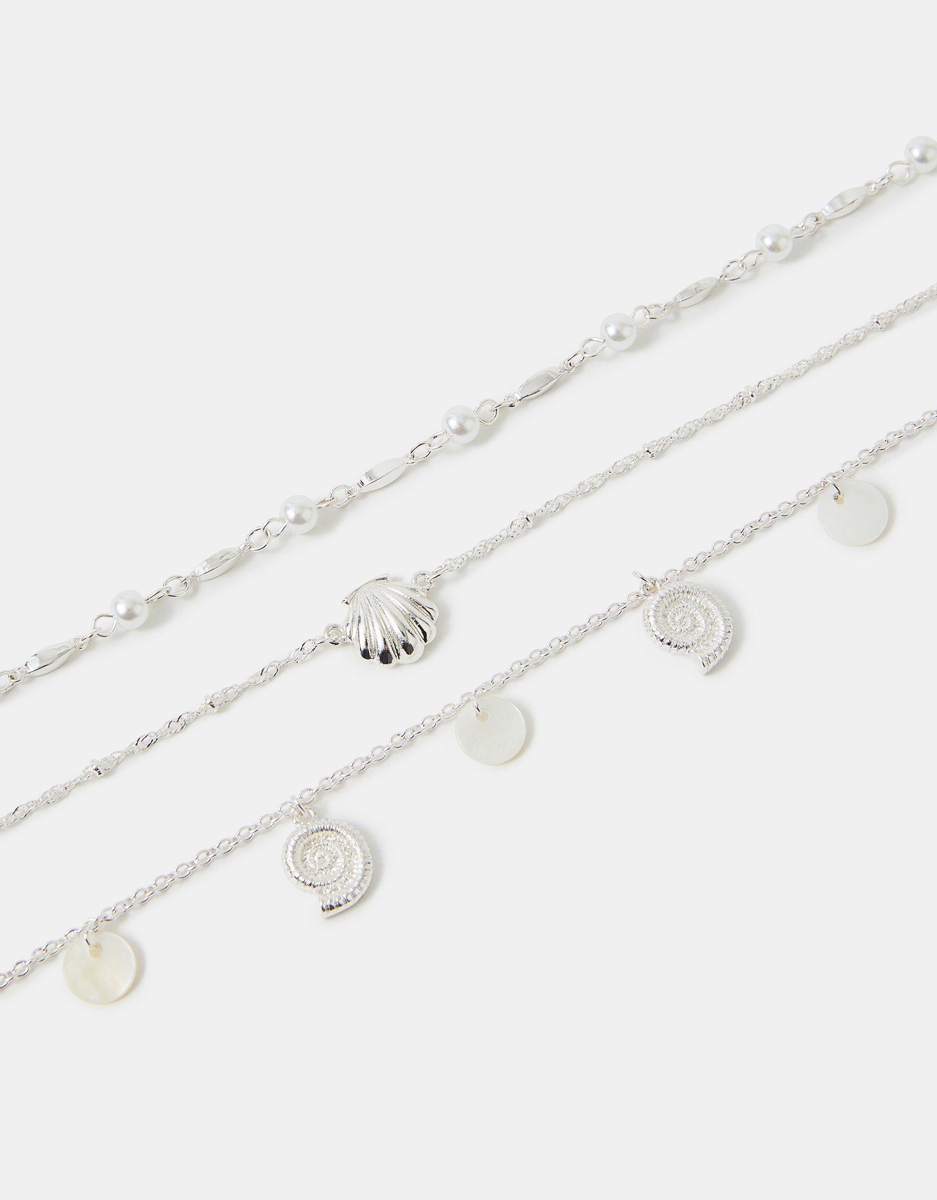 3-Pack Shell Charm Anklets - Accessorize