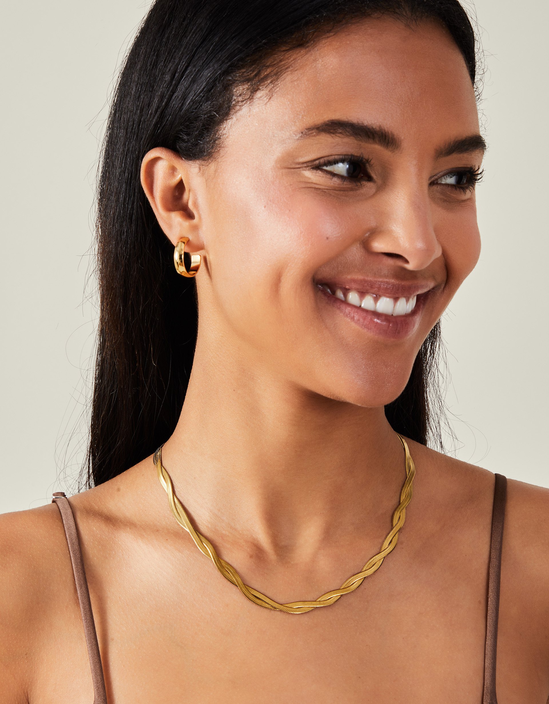 14ct Gold-plated Twisted Omega Chain Necklace - Accessorize