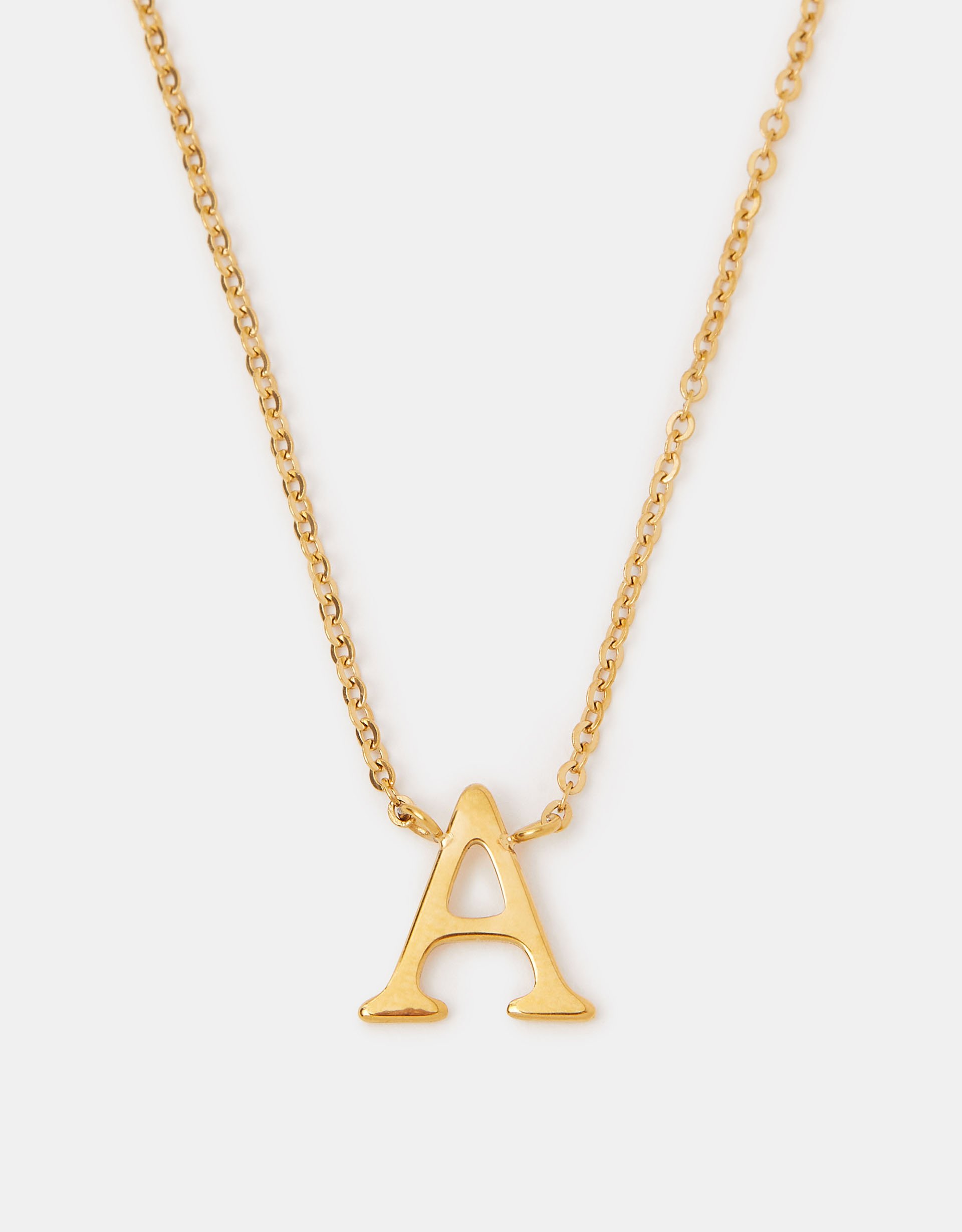 Stainless Steel Initial Pendant Necklace Gold, Size: R - Accessorize