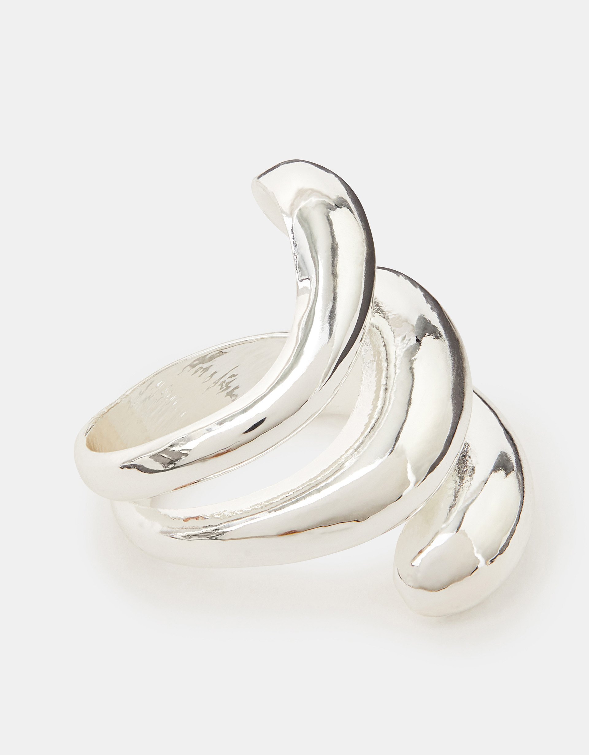 Chunky Wave Ring Silver, Size: M - Accessorize