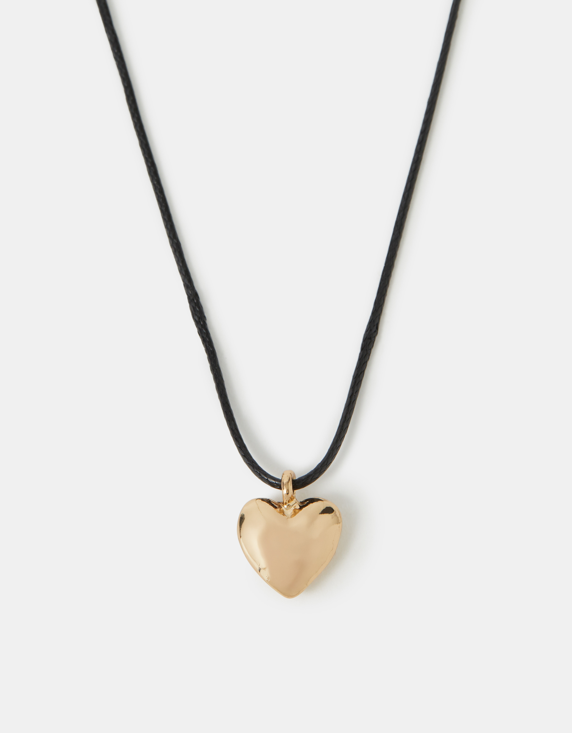 Accessorize Lace Heart Pendant Cord Necklace, Black
