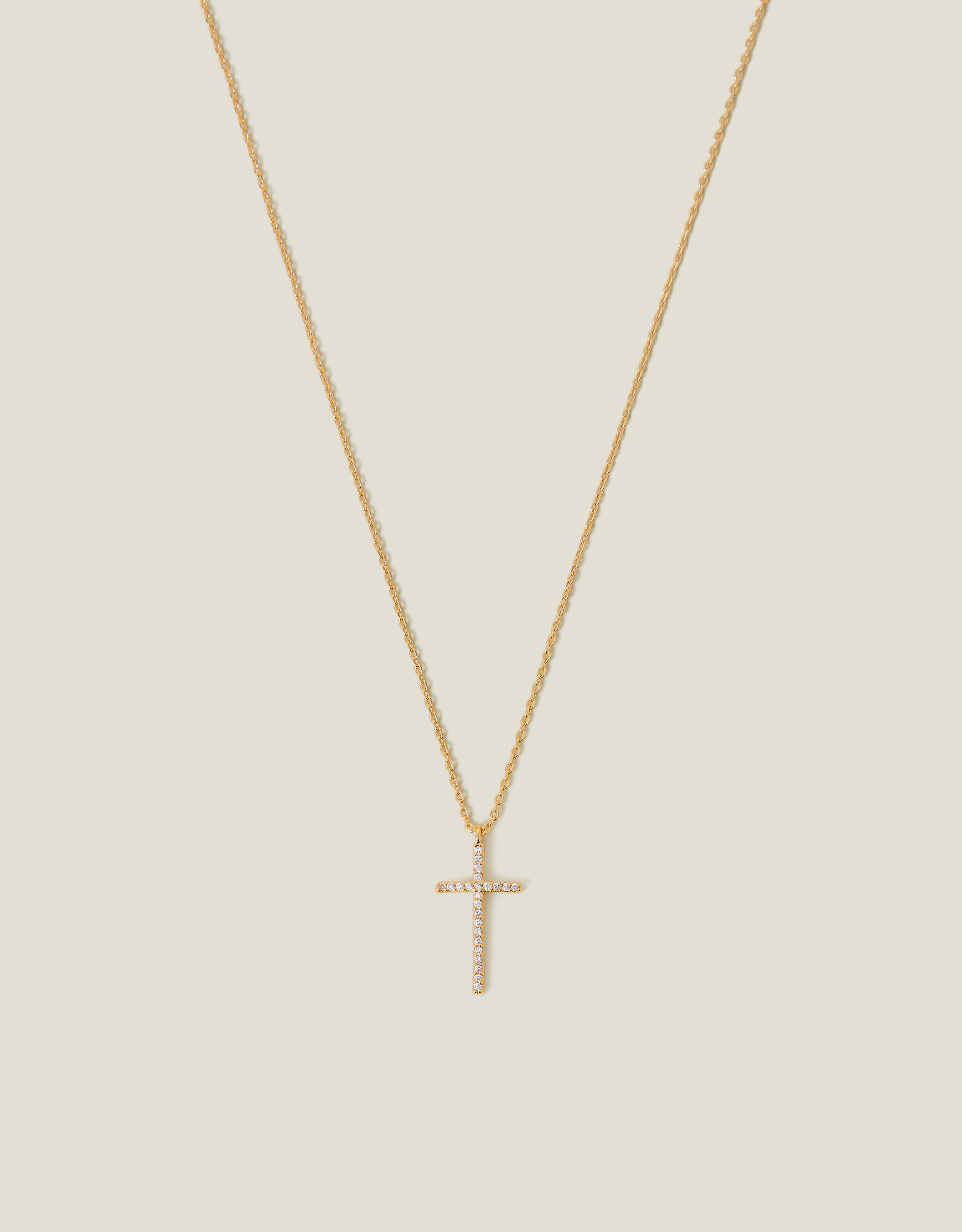 14ct Gold-plated Sparkle Cross Pendant Necklace - Accessorize