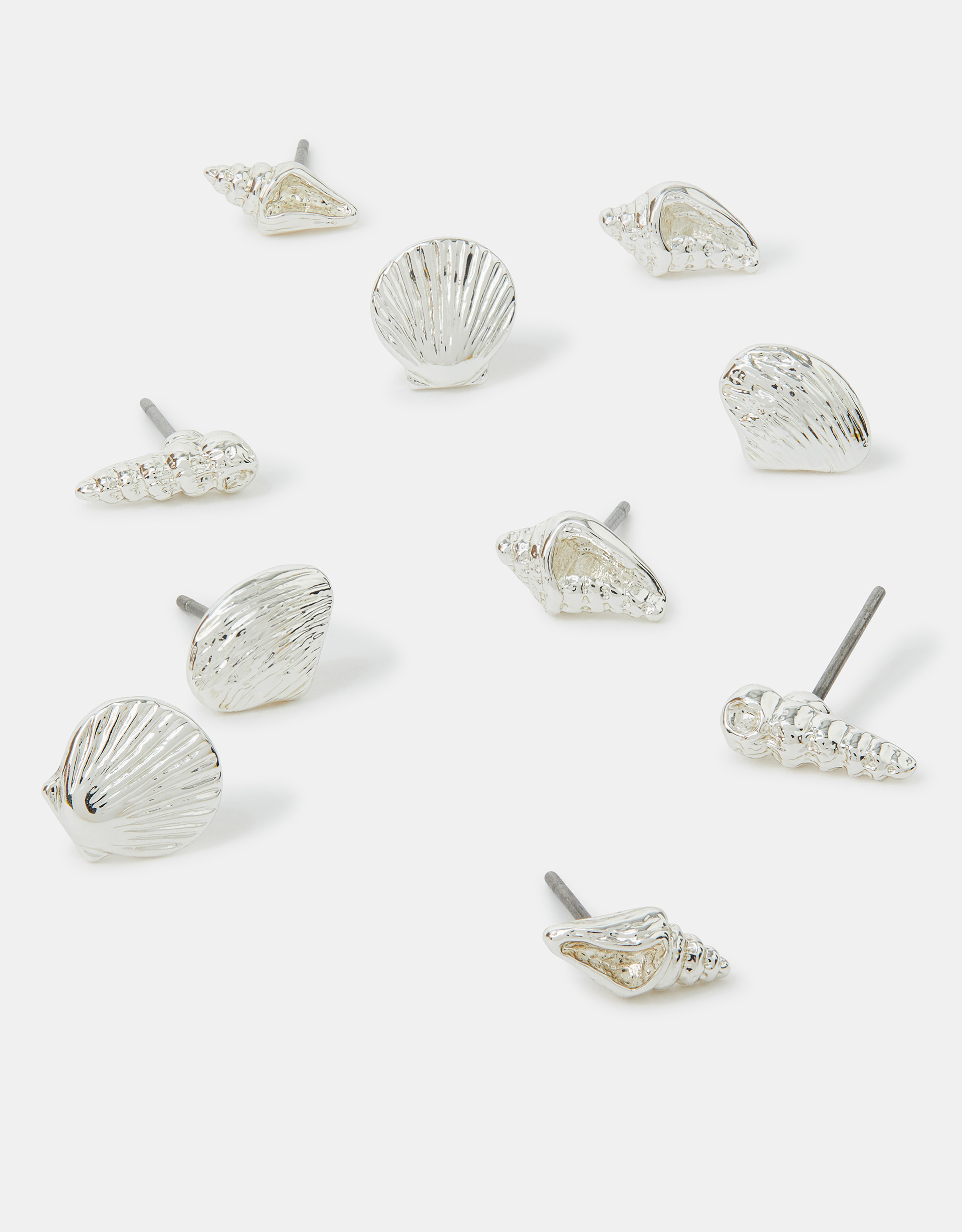 Multicolour 5-Pack Seashell Stud Earrings Silver - Accessorize