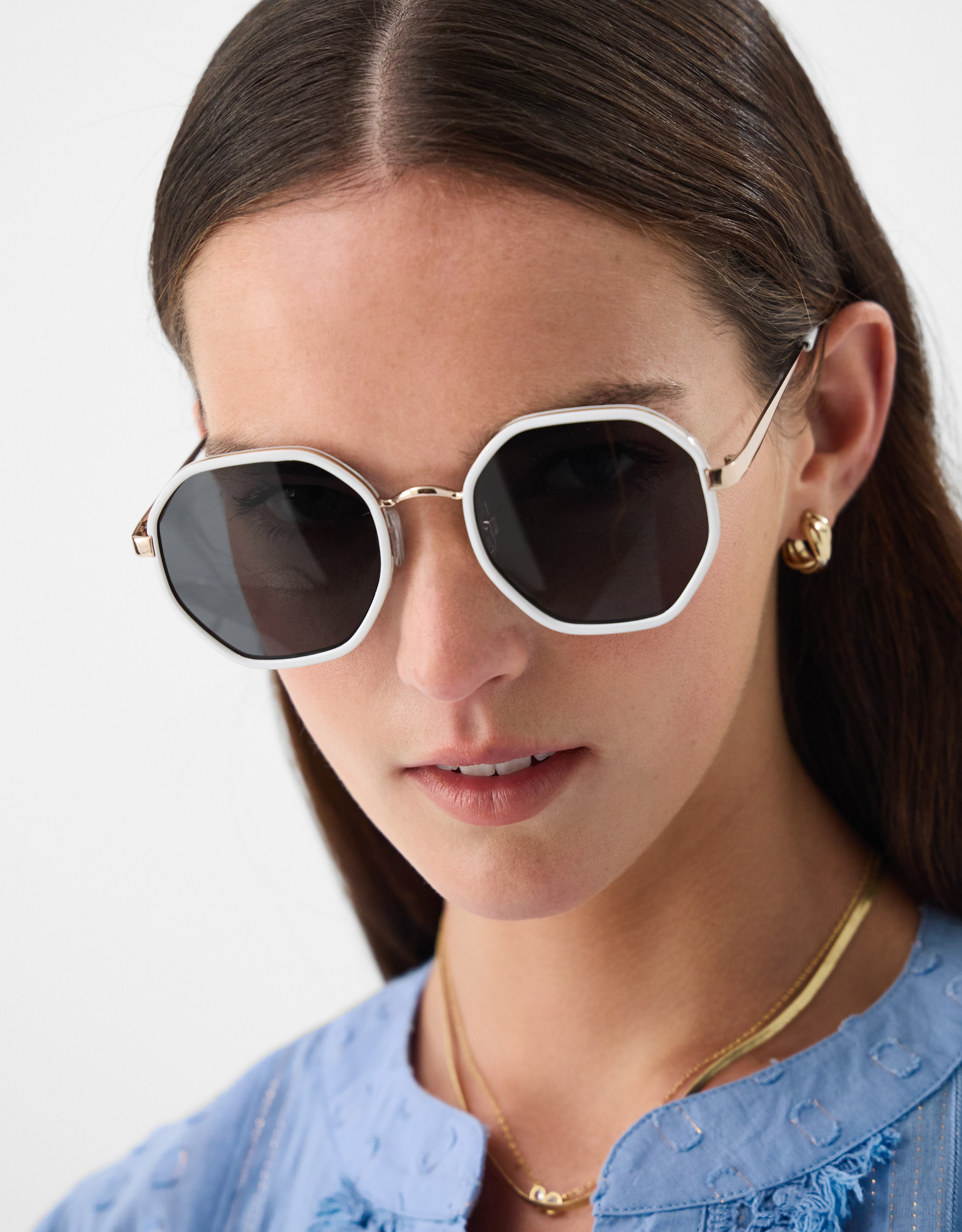 Accessorize Mono Hexagonal Sunglasses