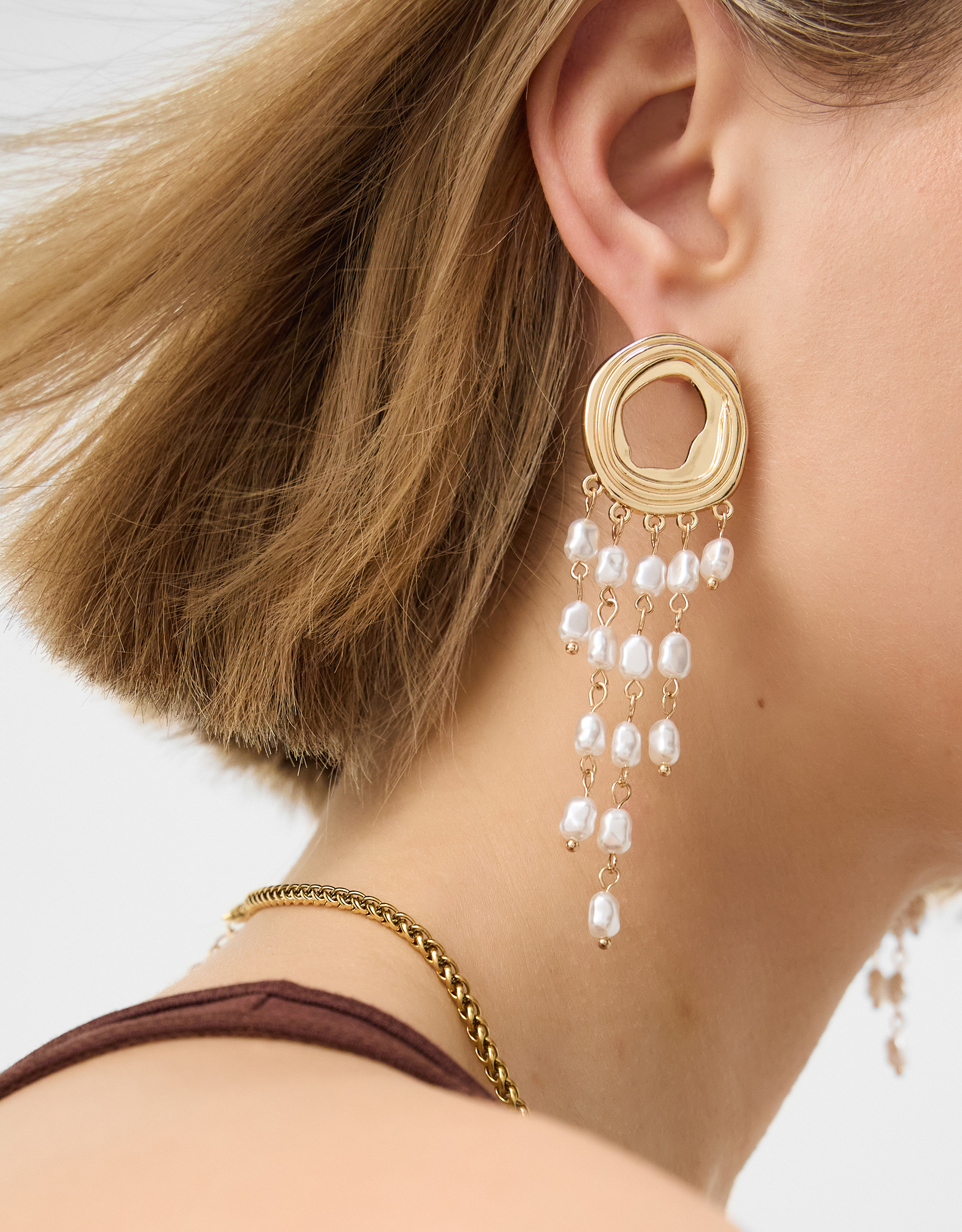 Accessorize Pearl Tassel Earrings, Gold