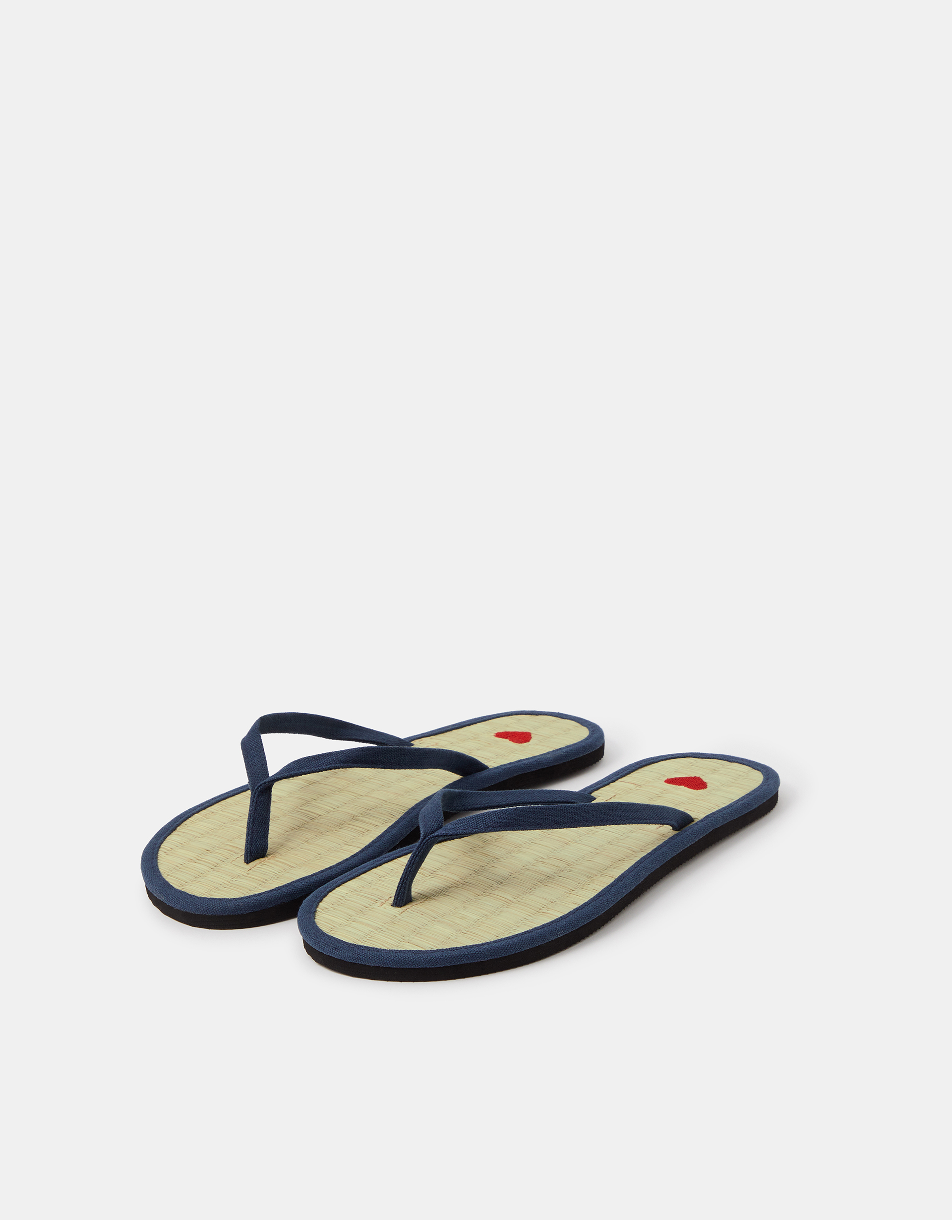 Accessorize Heart Seagrass Flip Flops, Blue, Size: M