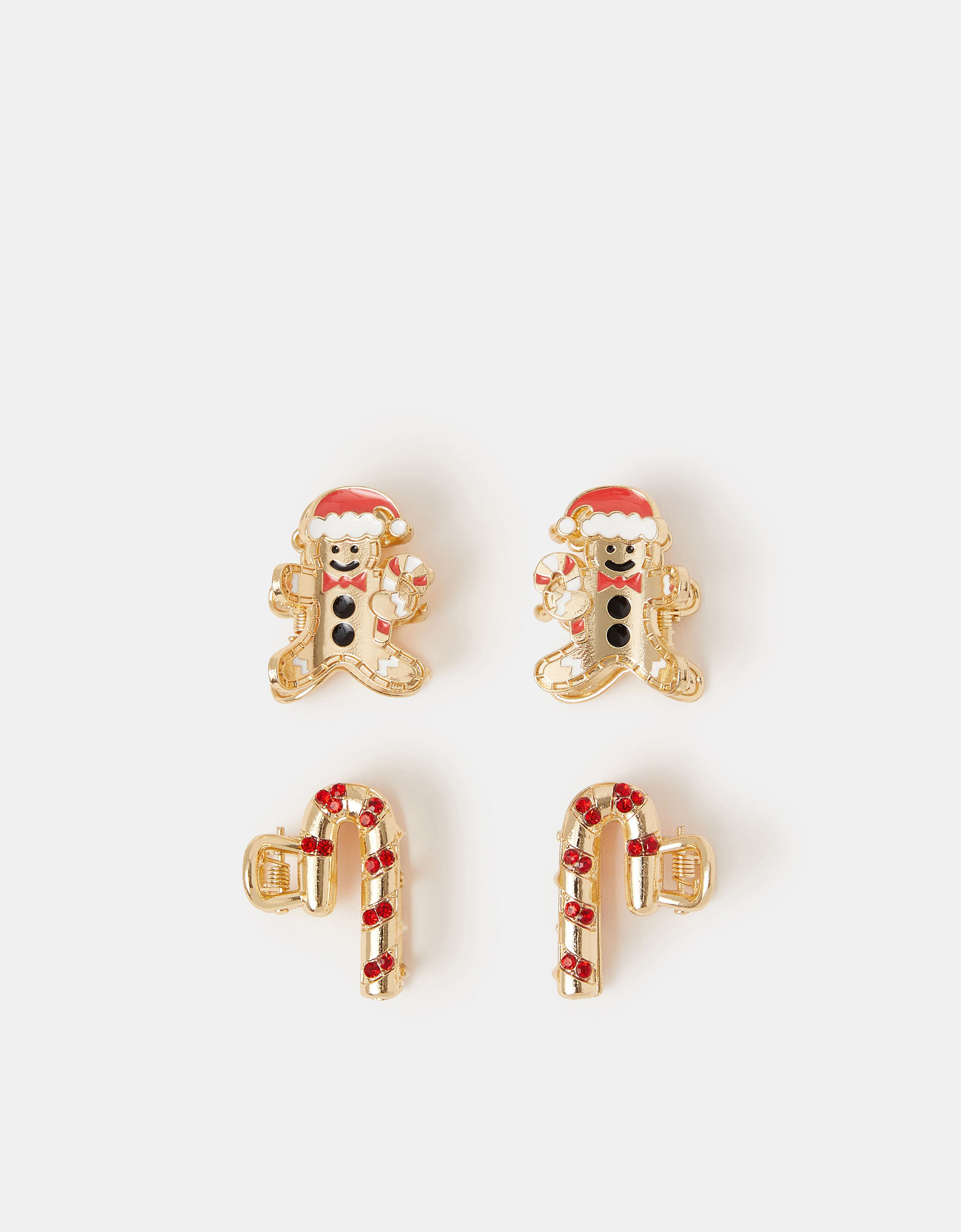 Gold 4-Pack Mini Christmas Claw Clips - Accessorize