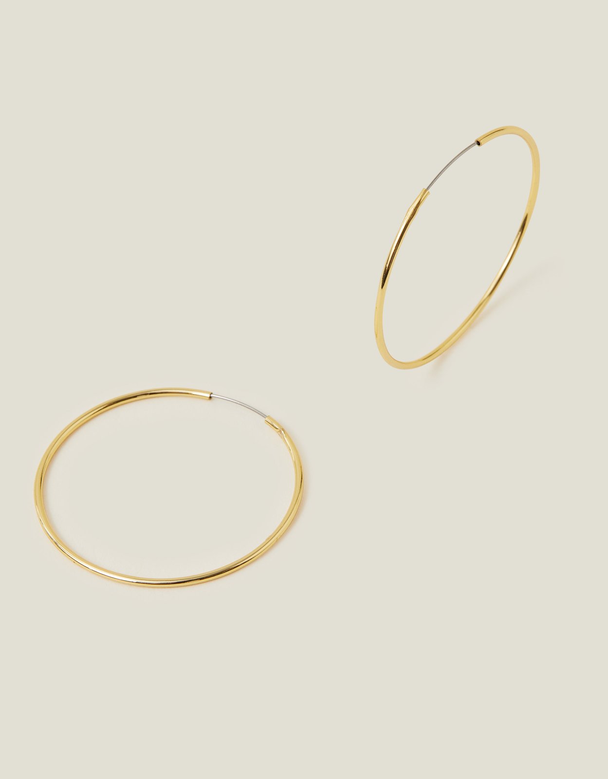 Accessorize Brass 14ct Gold-Plated Thin Hoop Earrings, Gold