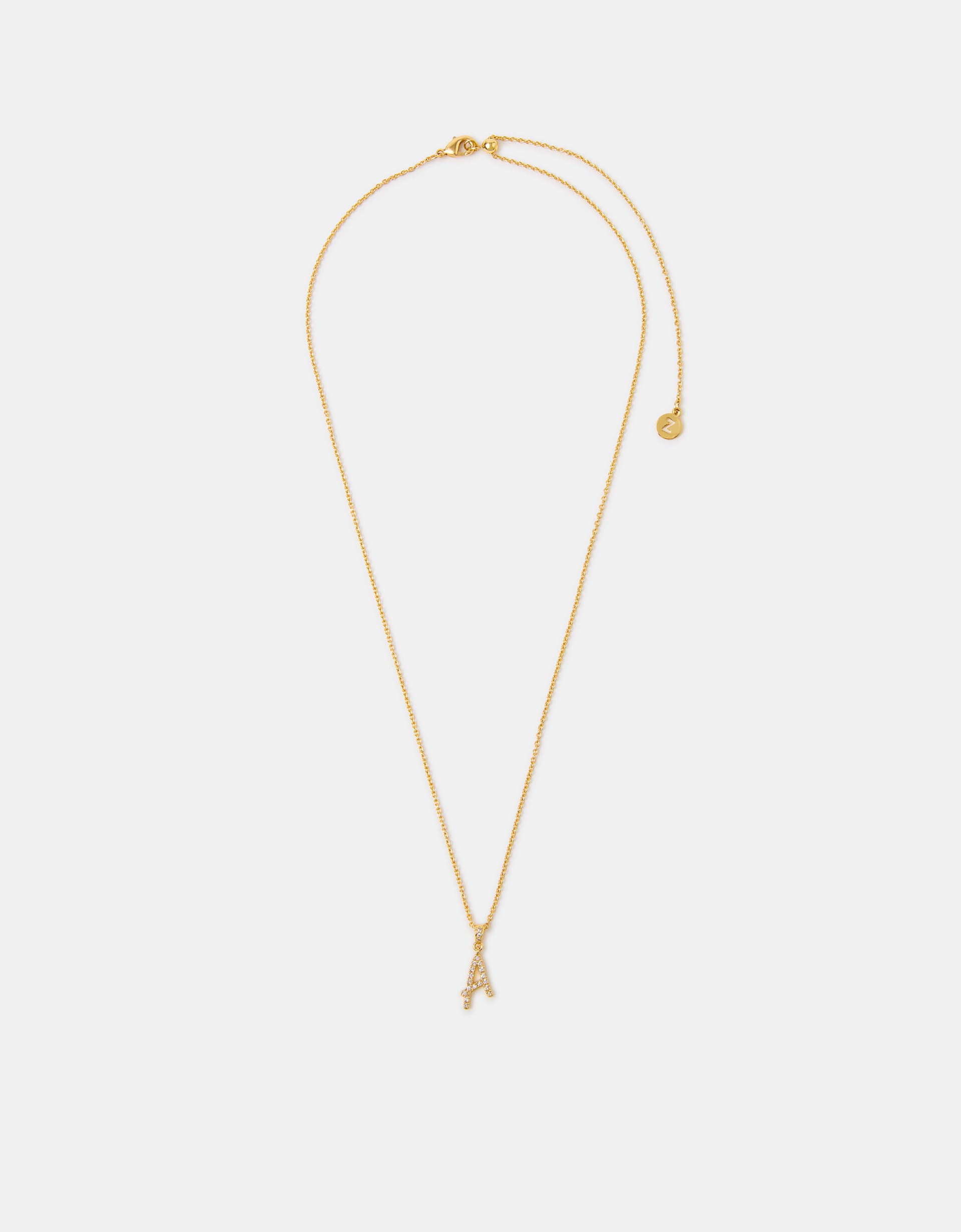 Accessorize Lace 14ct -Plated Script Initial Pendant Necklace, Gold, Size: E