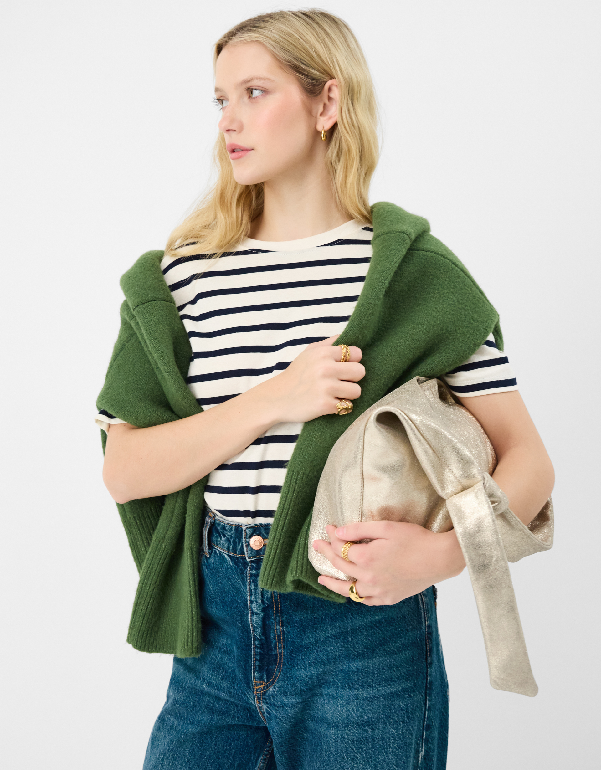 Slouchy Knot Leather Shoulder Bag Gold - Accessorize