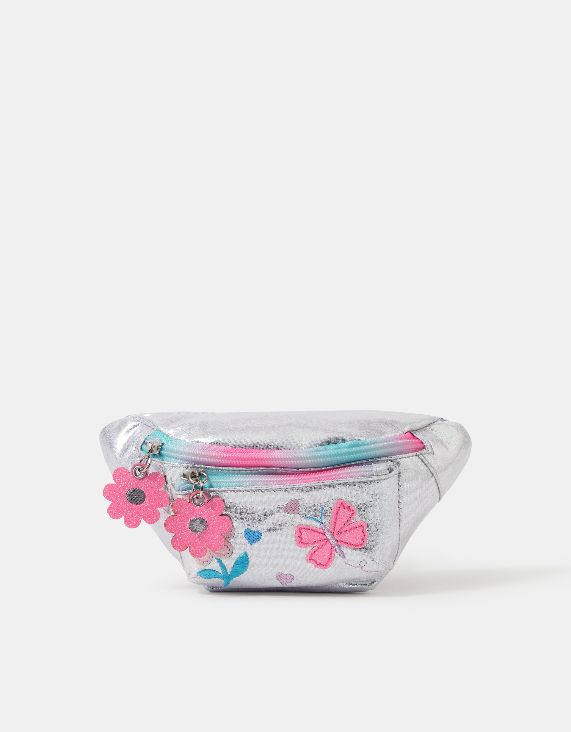 Accessorize Embroidered Floral Metallic Belt Bag, Red