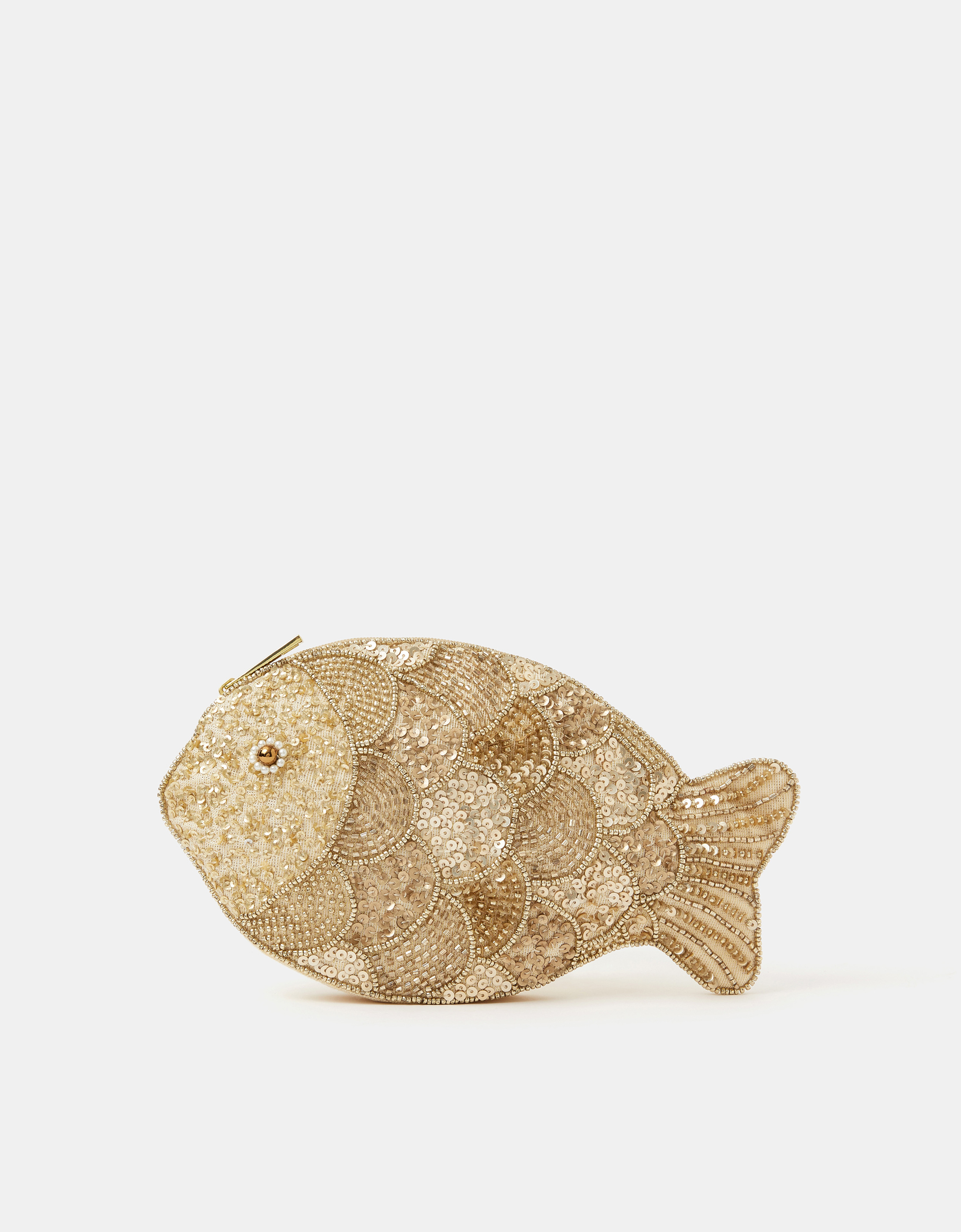 Accessorize Sequin Beaded Fish Pouch