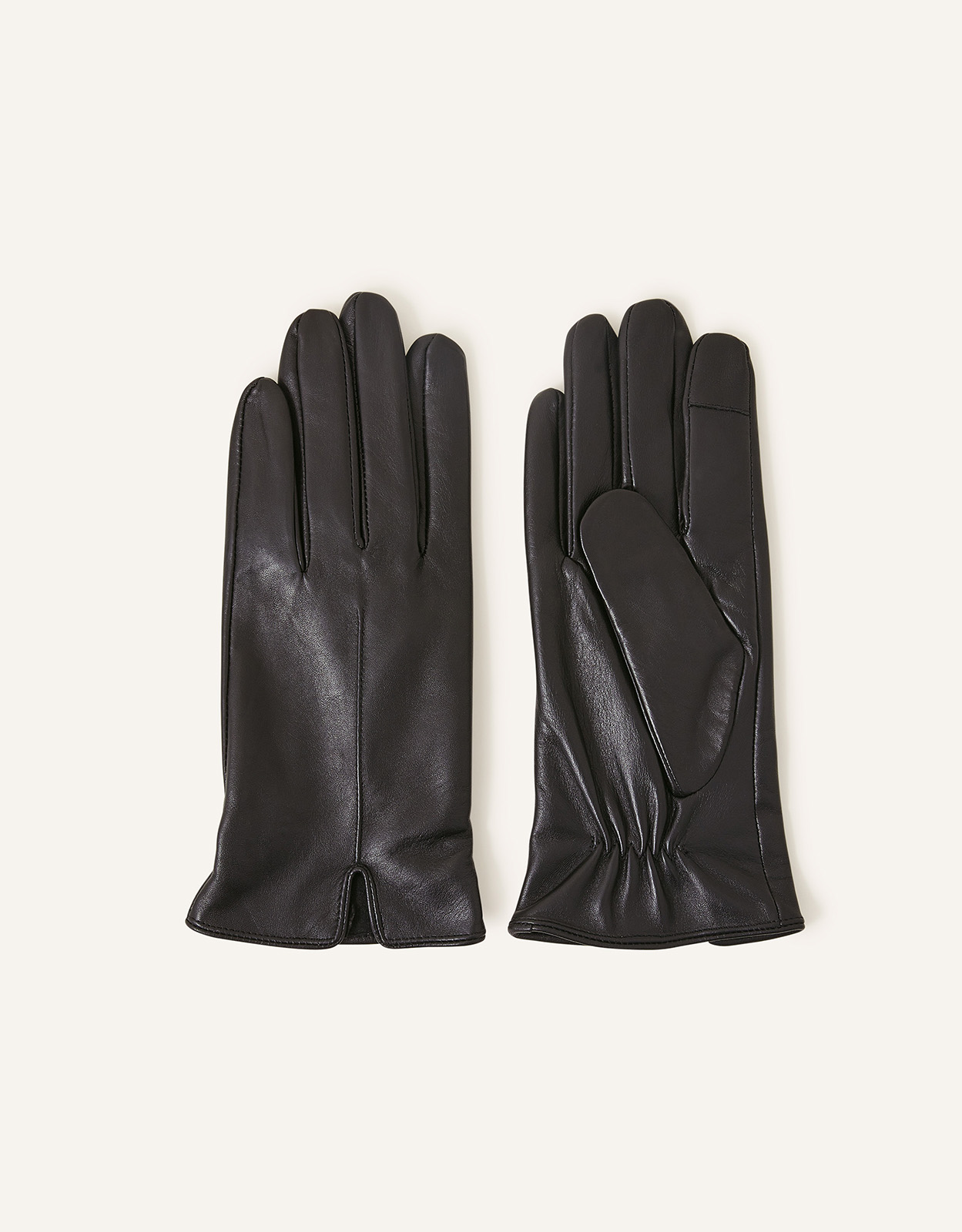 Black Leather Touchscreen Gloves - Accessorize