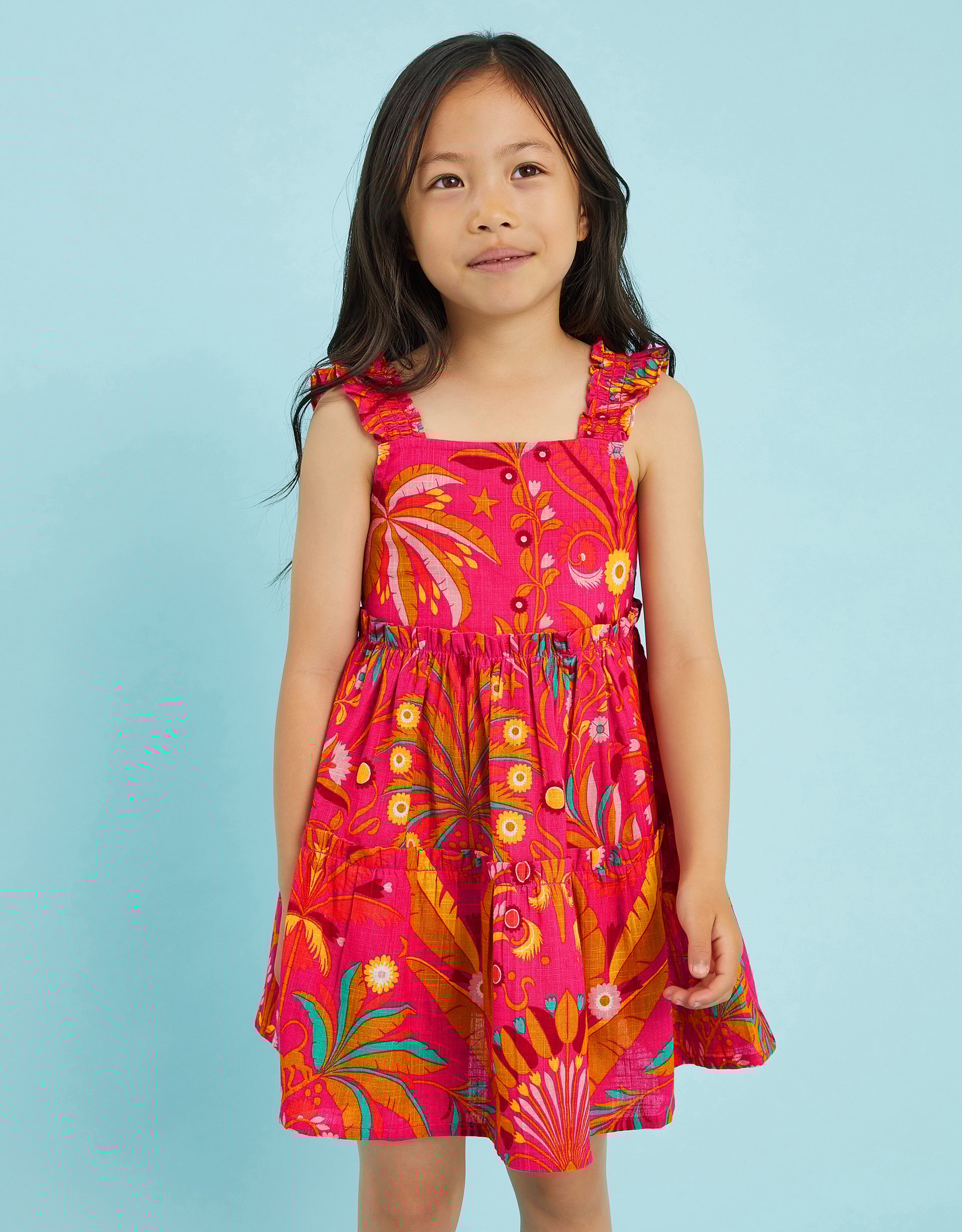 Ornamental Leaf Print Dress Pink, Size: 9-10 yrs - Accessorize