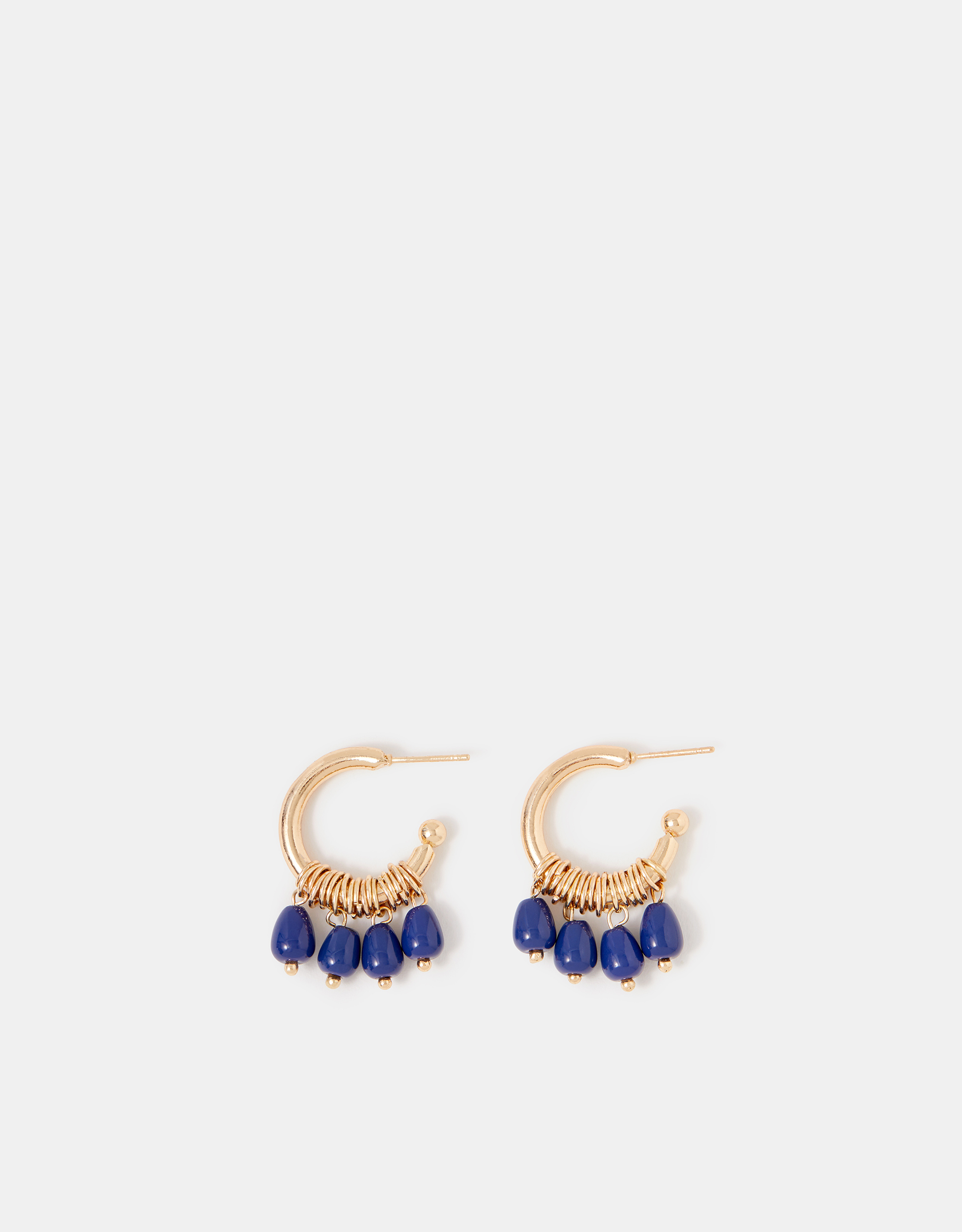 Blue Bead Charm Hoop Earrings - Accessorize