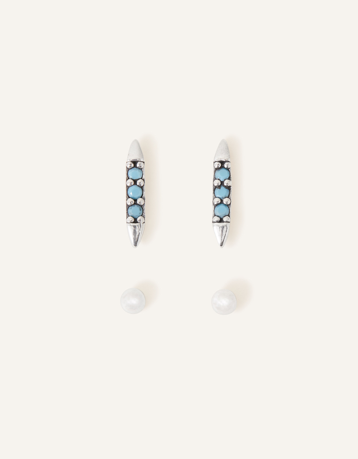 Accessorize Women's Recycled Sterling Silver Shard Stud Earrings Set of Two