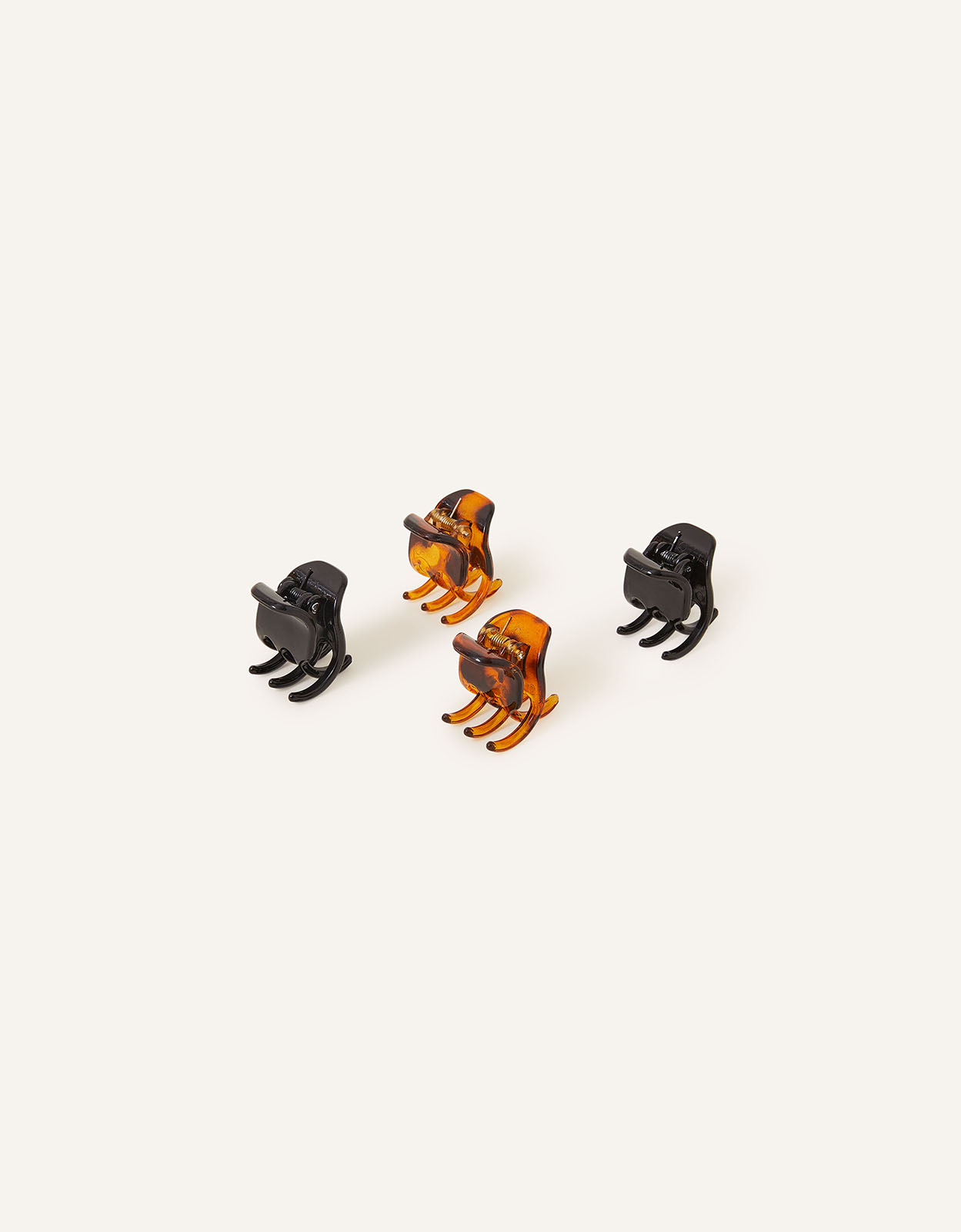 Accessorize Women's Black and Brown Tortoiseshell Print Small Claw Clips 4 Pack, Size: 4x2cm