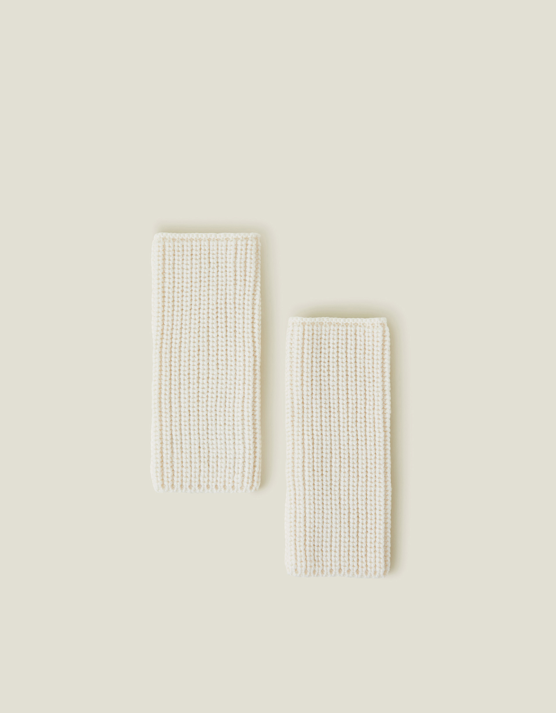 Accessorize Ribbed Cut Off Gloves Natural, Size: 8x21cm