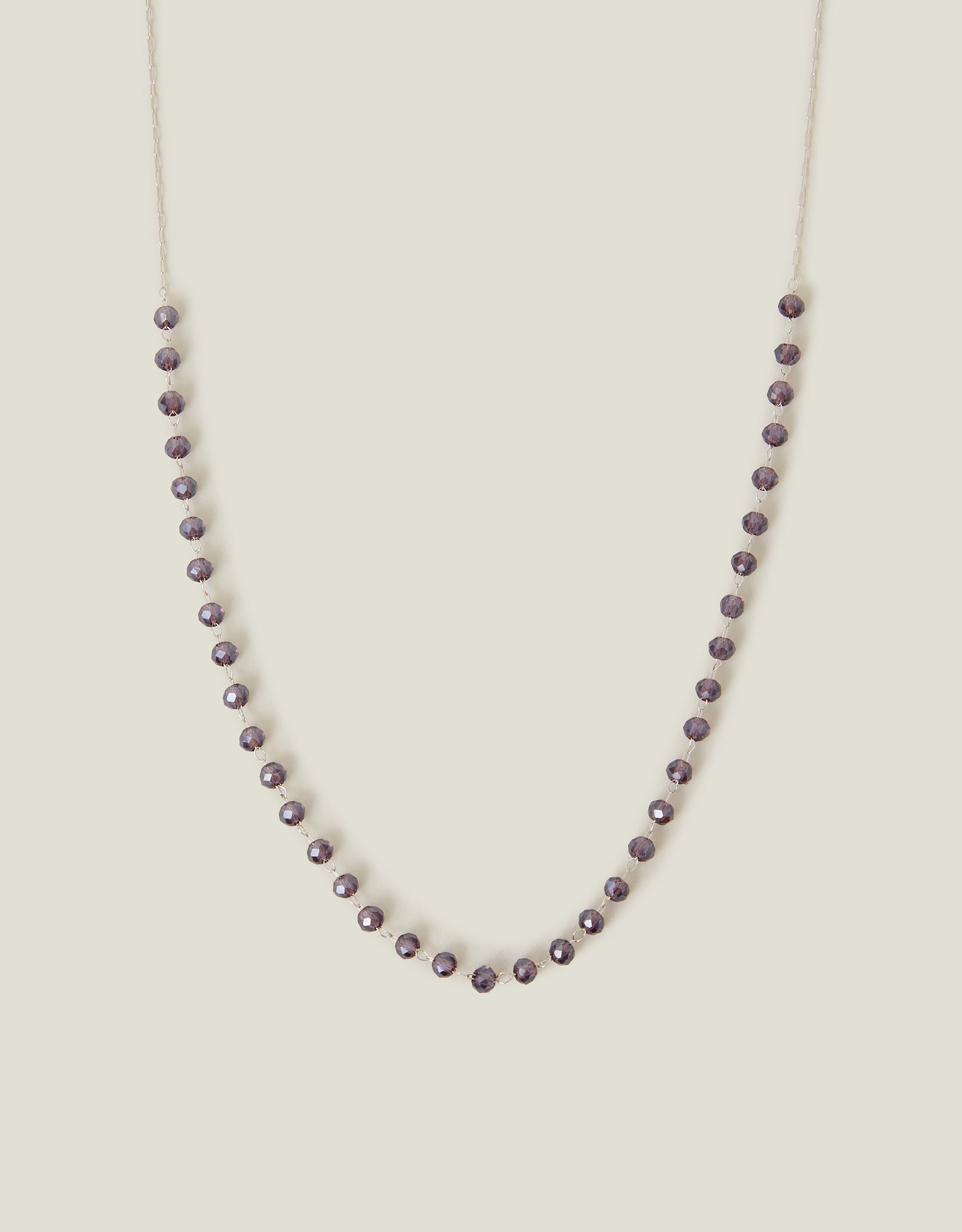 Violet Sterling Silver-plated Glass Bead Necklace - Accessorize