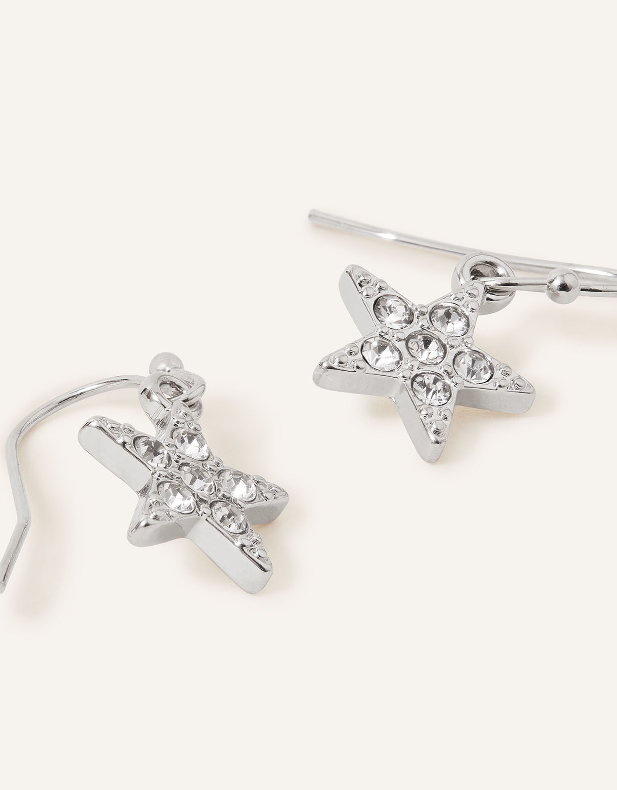 Accessorize Women's Silver Pave Star Short Drop Earrings, Size: One Size