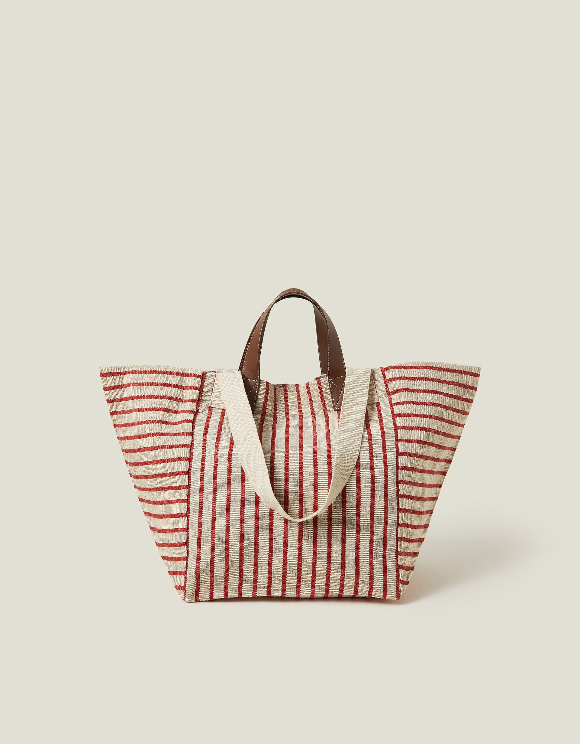 Beige Large Stripe Canvas Tote Bag - Accessorize