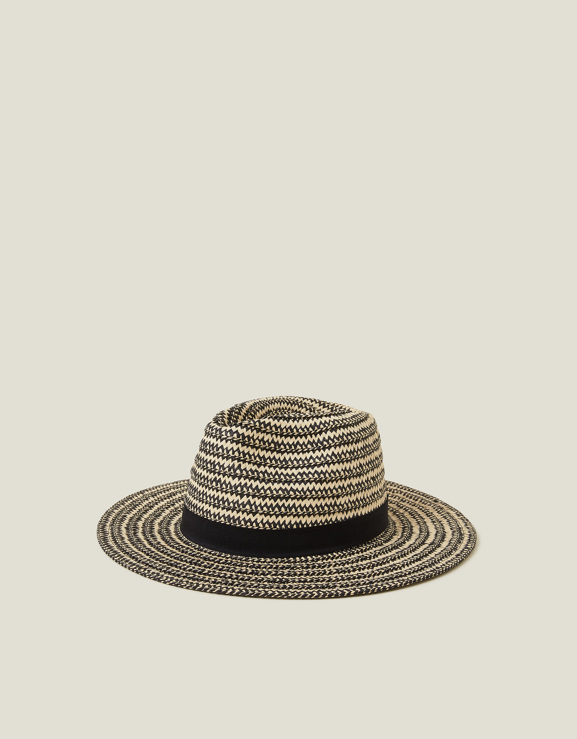 Black Contrast Woven Straw Hat - Accessorize